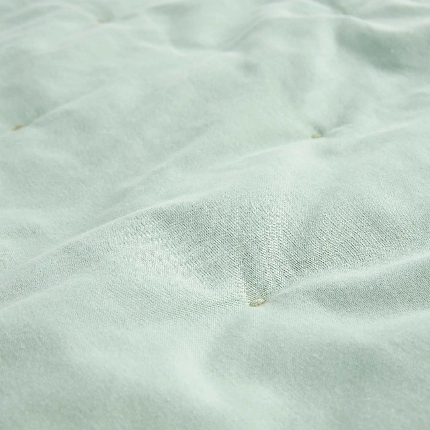 Elodie Seafoam Green Floral Embroidered Quilted Linen Blend Bedspread - Image 6