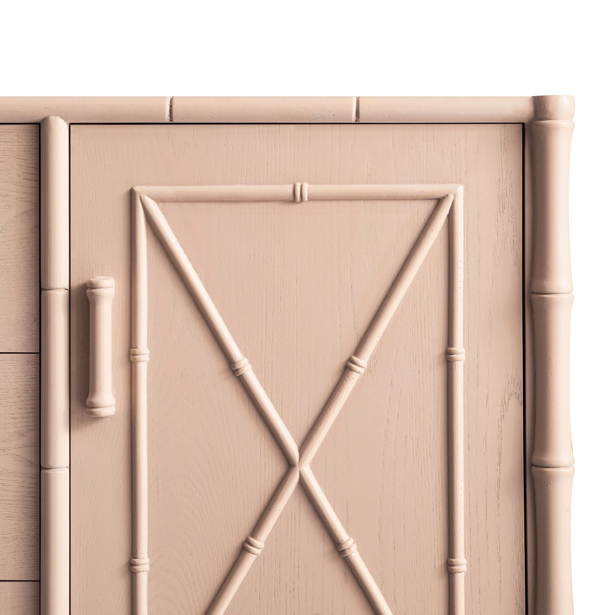 Elstowe Faux Bamboo 1-Door 3-Drawer Sideboard, Nude Pink - Image 16