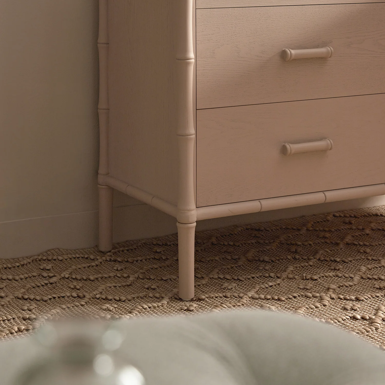 Elstowe Faux Bamboo 1-Door 3-Drawer Sideboard, Nude Pink - Image 6
