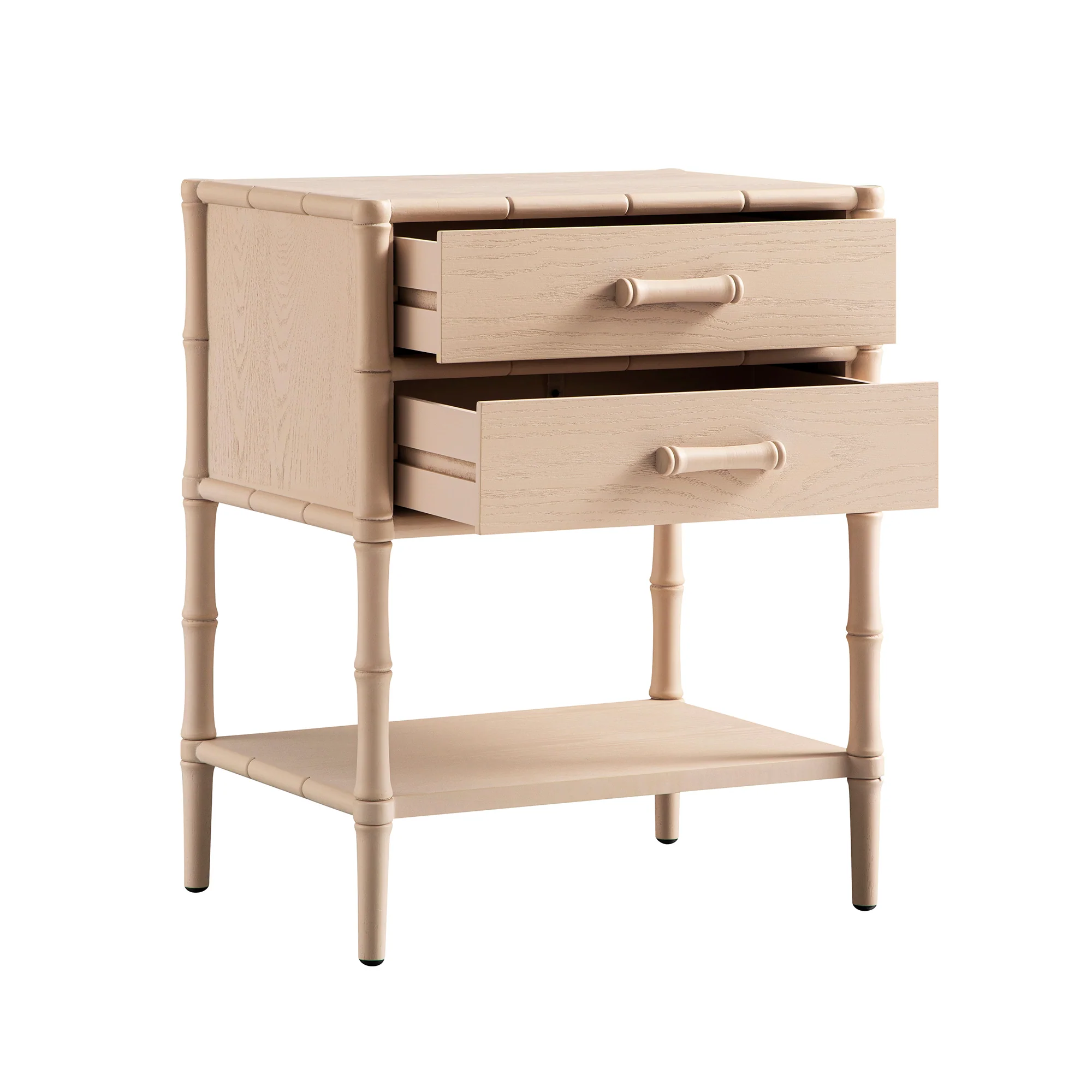 Elstowe Faux Bamboo 2-Drawer Bedside Table, Nude Pink - Image 10