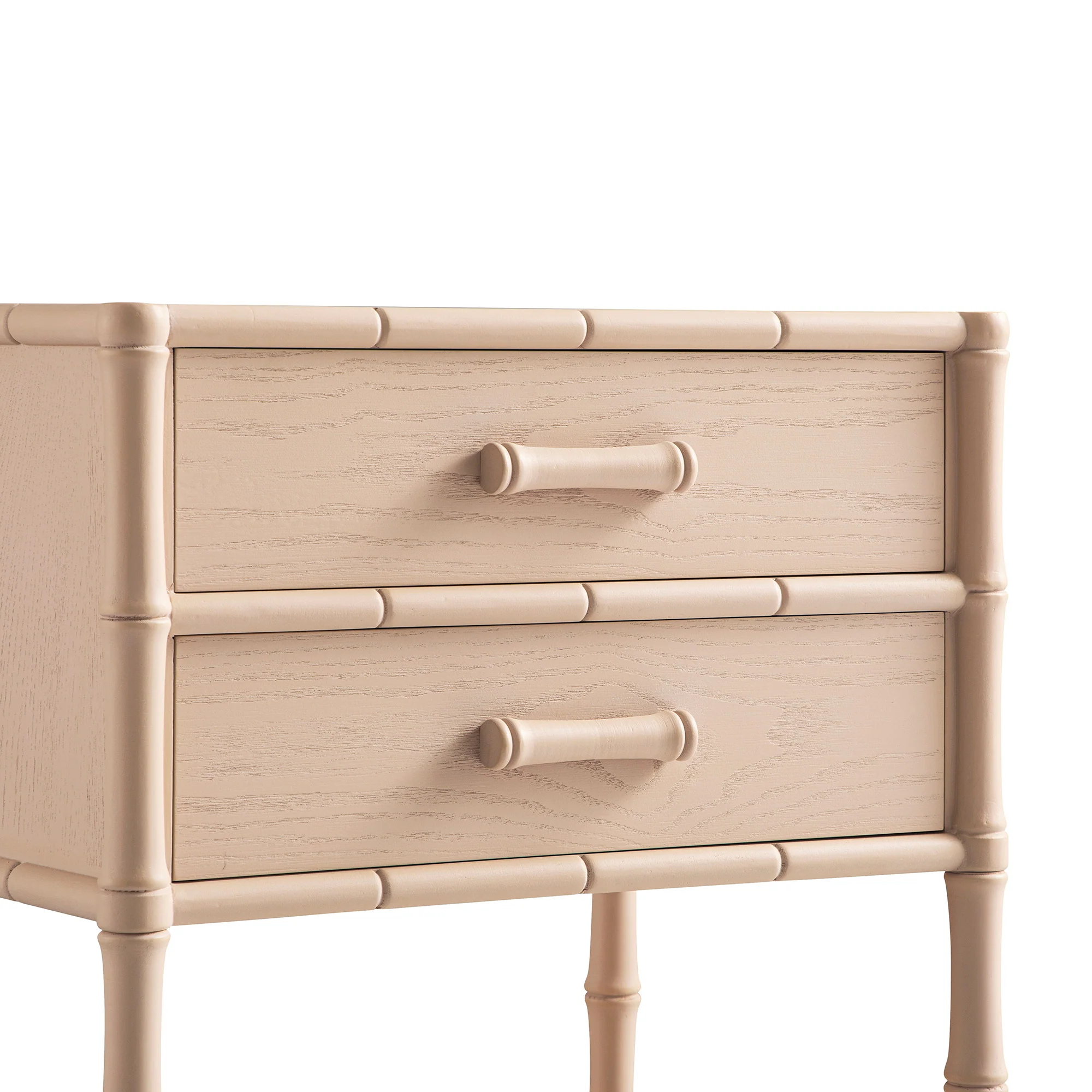 Elstowe Faux Bamboo 2-Drawer Bedside Table, Nude Pink - Image 13