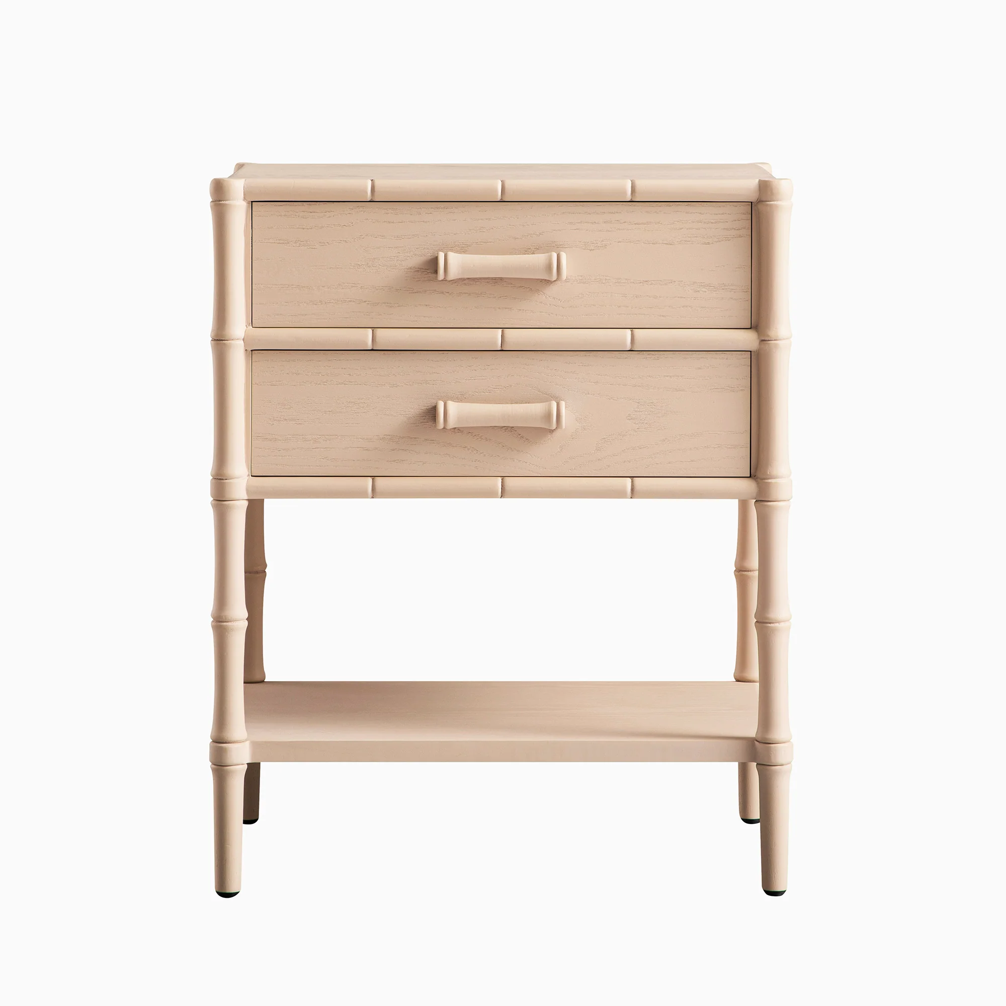 Elstowe Faux Bamboo 2-Drawer Bedside Table, Nude Pink - Image 7