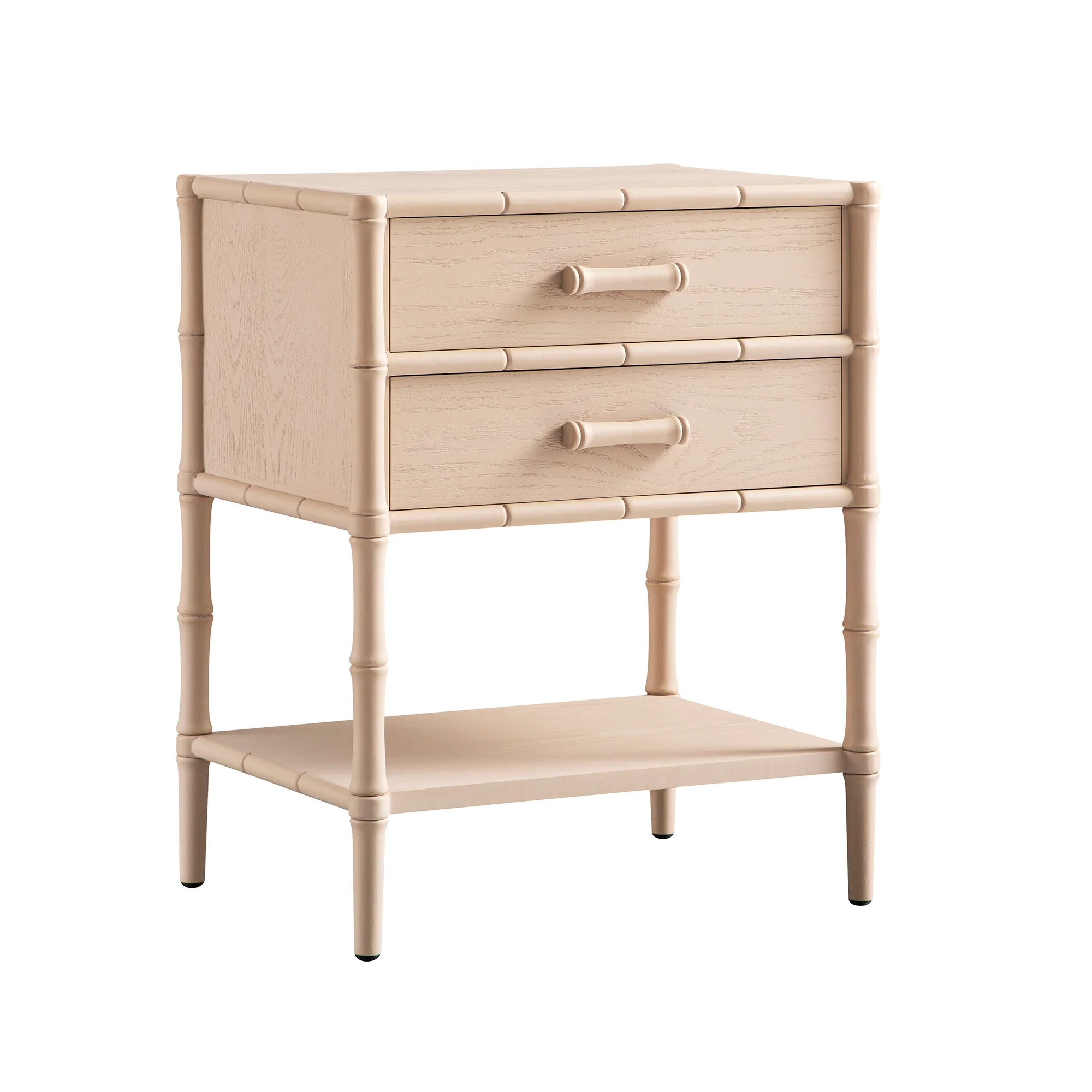 Elstowe Faux Bamboo 2-Drawer Bedside Table, Nude Pink - Image 8