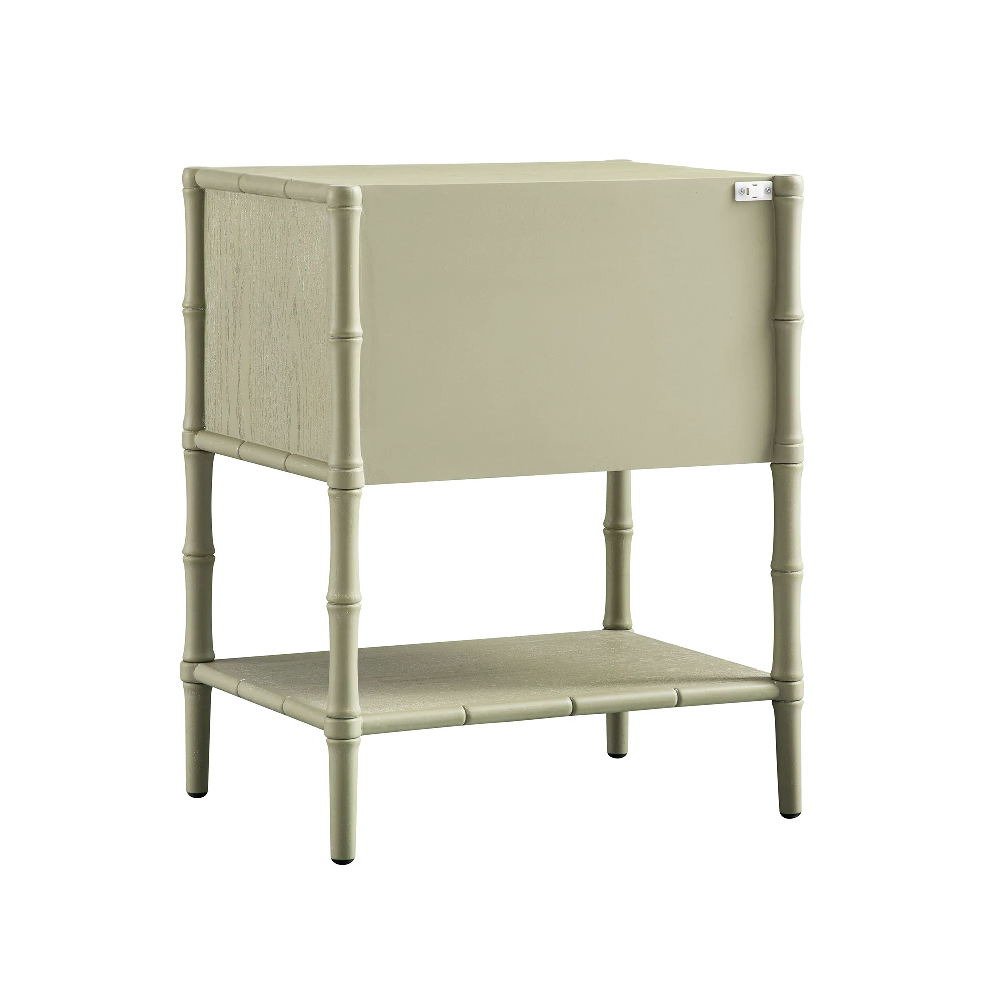 Elstowe Faux Bamboo 2-Drawer Bedside Table, Sage Green - Image 11