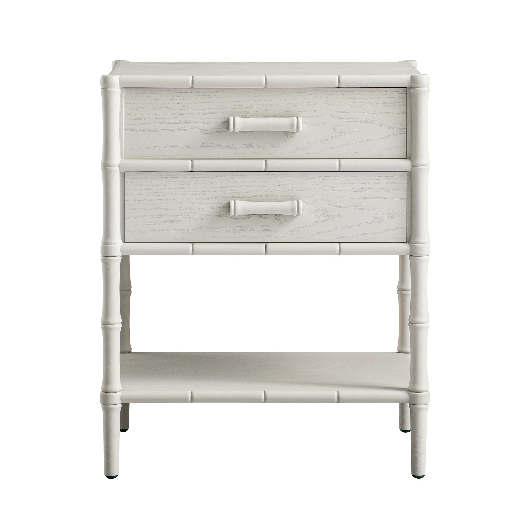 Elstowe Faux Bamboo 2-Drawer Bedside Table, Shaded White - Image 6