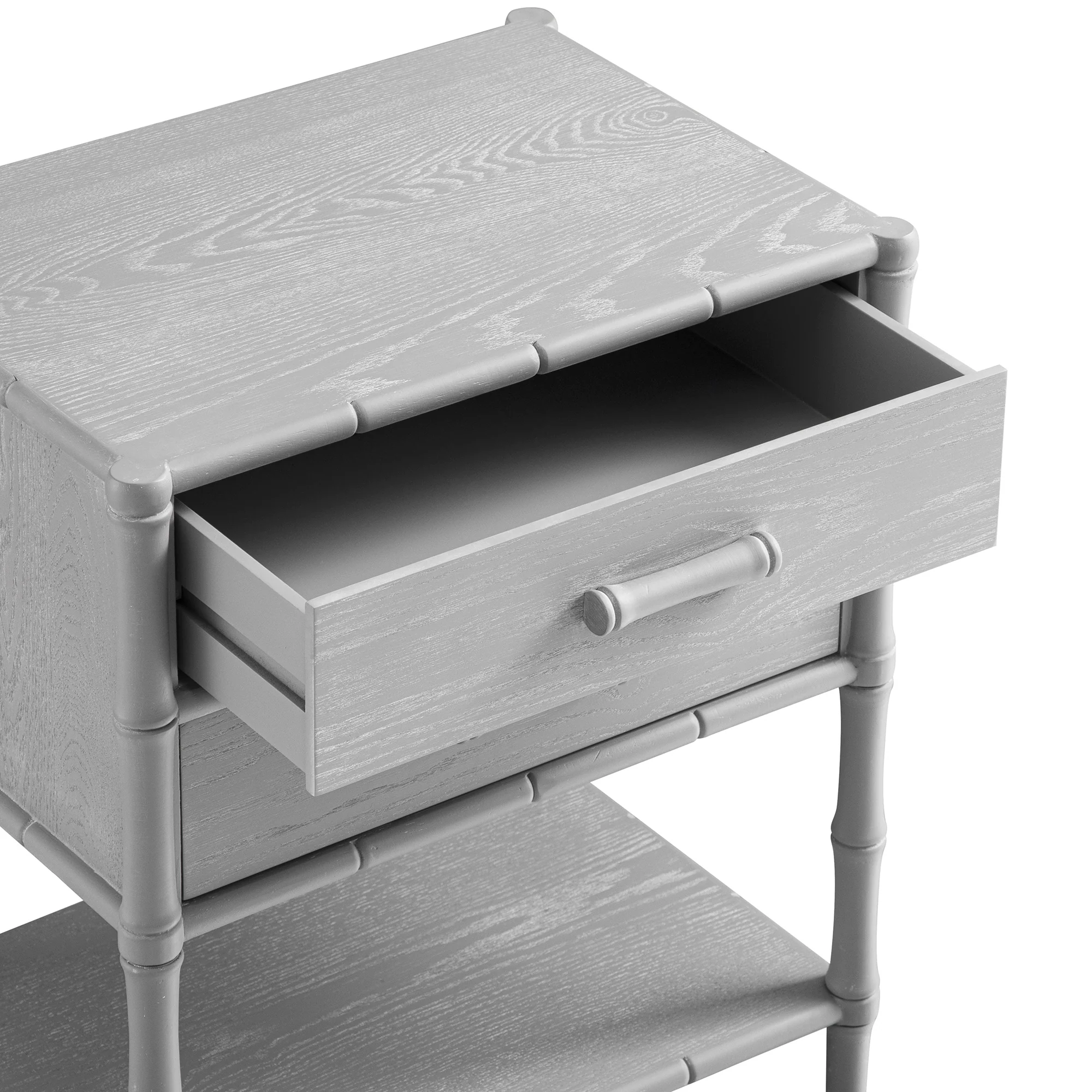 Elstowe Faux Bamboo 2-Drawer Bedside Table, Warm Grey - Image 13