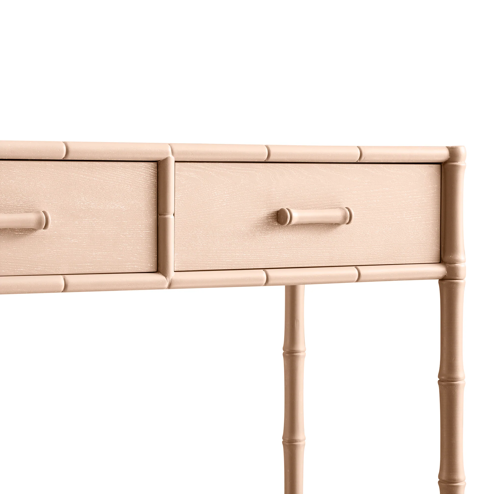 Elstowe Faux Bamboo 2-Drawer Console Table, Nude Pink - Image 12