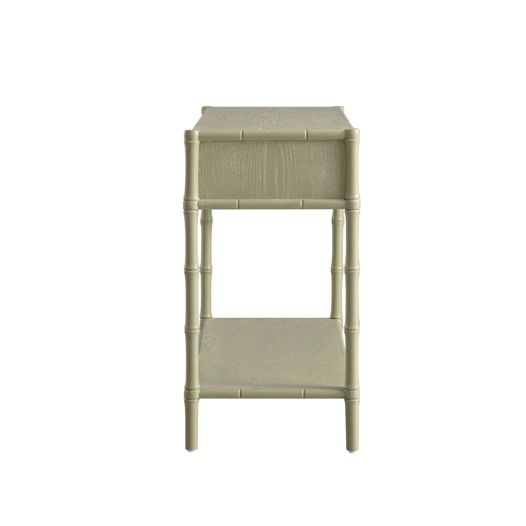 Elstowe Faux Bamboo 2-Drawer Console Table, Sage Green - Image 10
