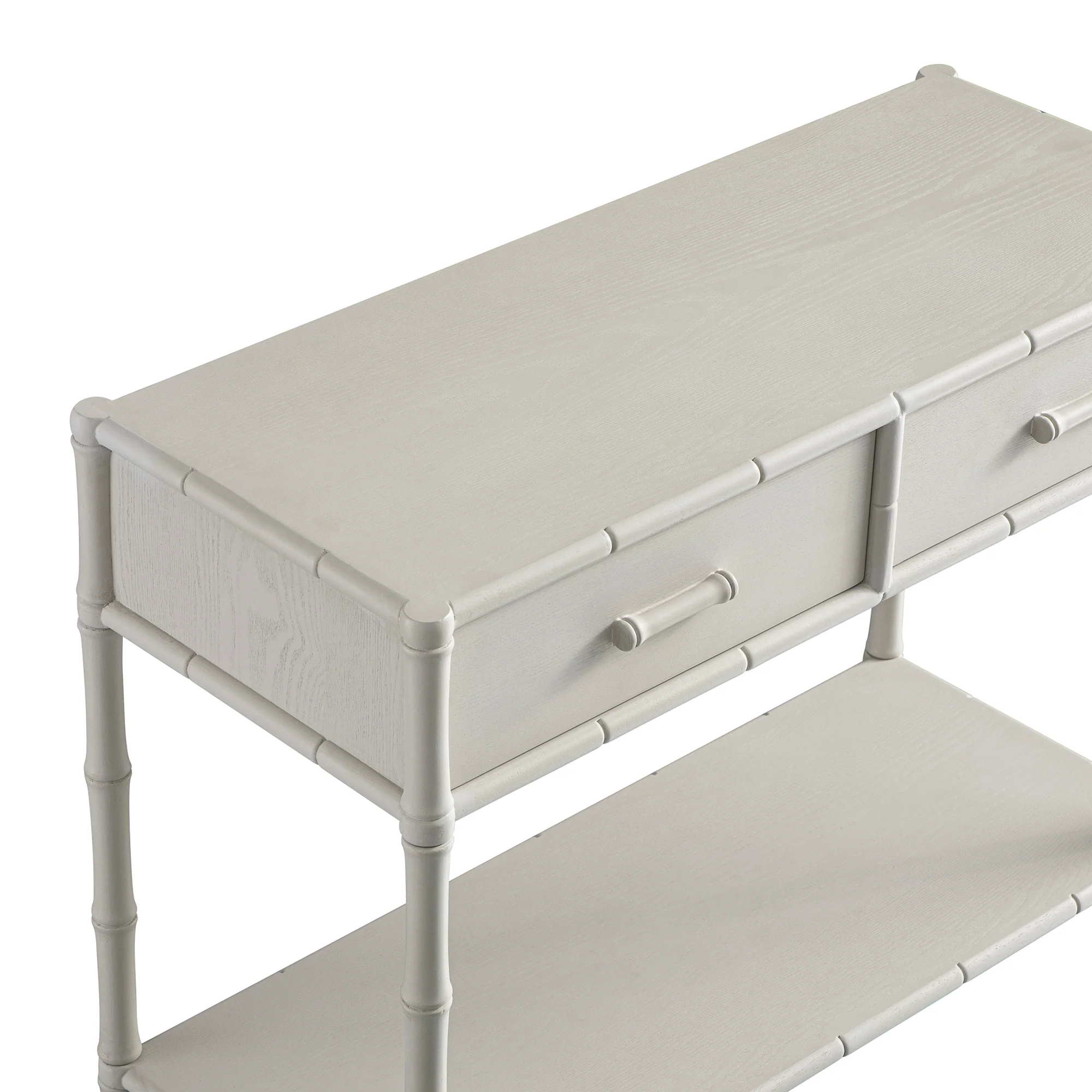 Elstowe Faux Bamboo 2-Drawer Console Table, Shaded White - Image 13