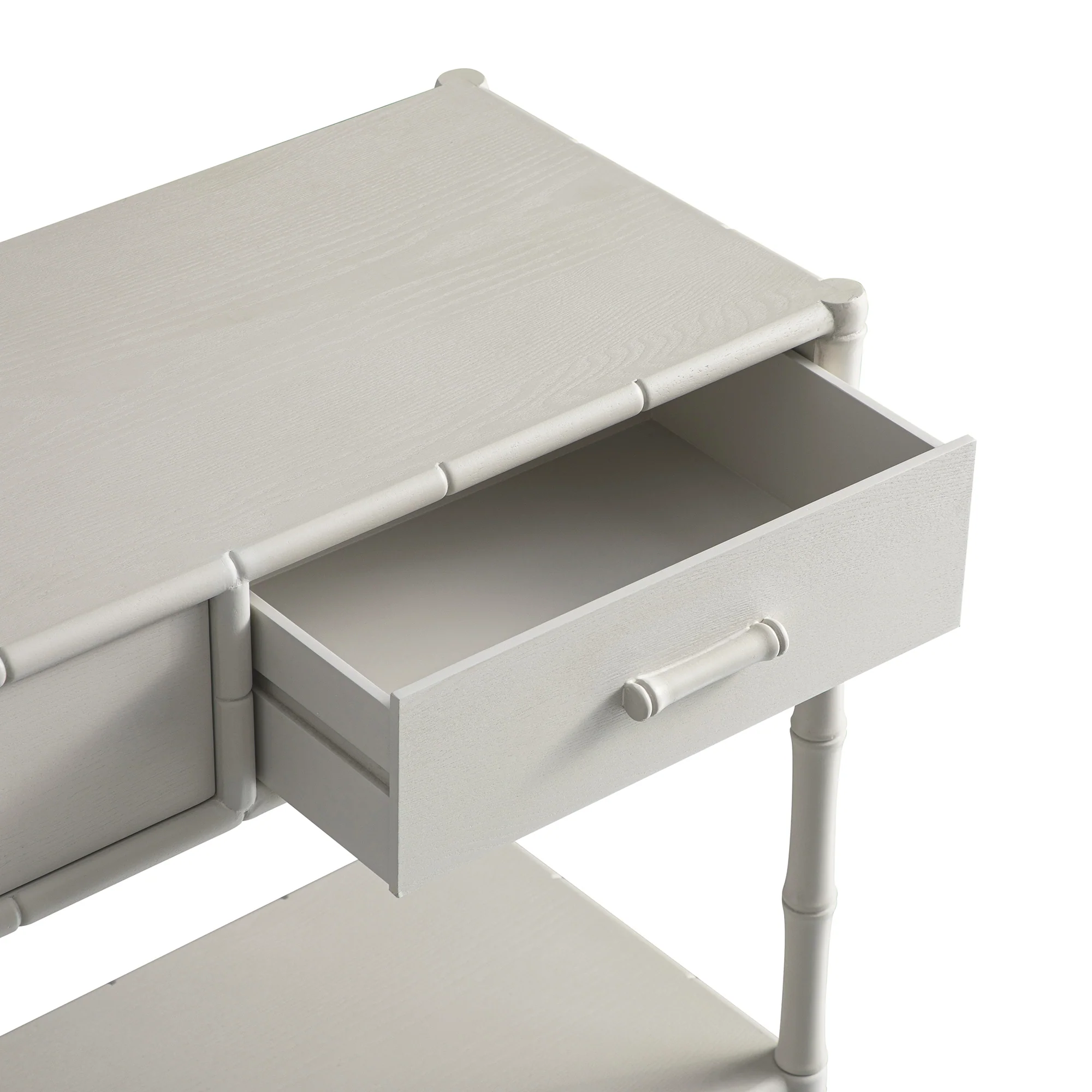 Elstowe Faux Bamboo 2-Drawer Console Table, Shaded White - Image 14