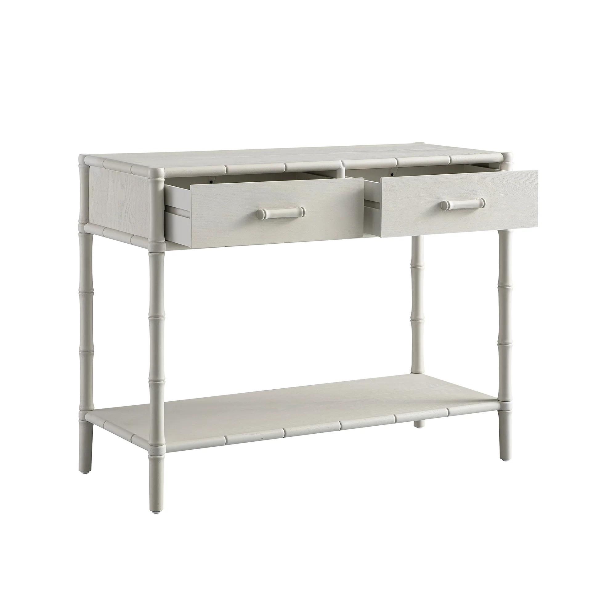 Elstowe Faux Bamboo 2-Drawer Console Table, Shaded White - Image 9