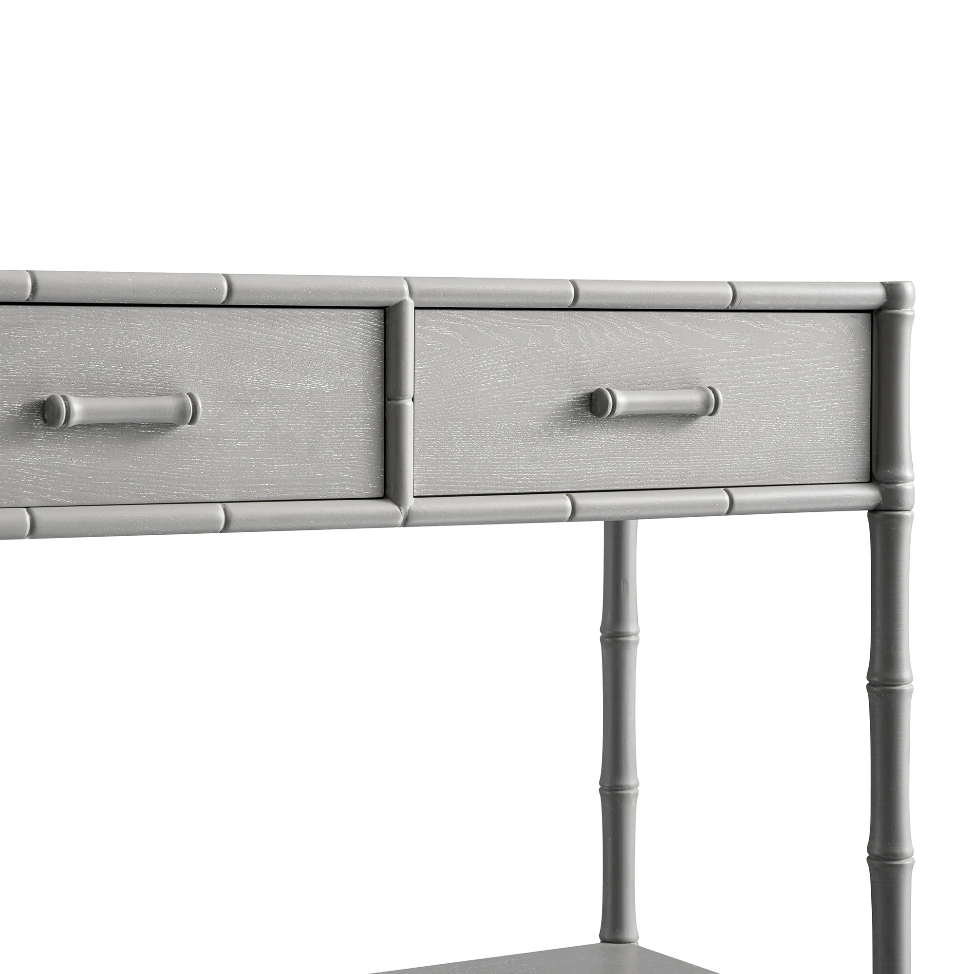 Elstowe Faux Bamboo 2-Drawer Console Table, Warm Grey - Image 12