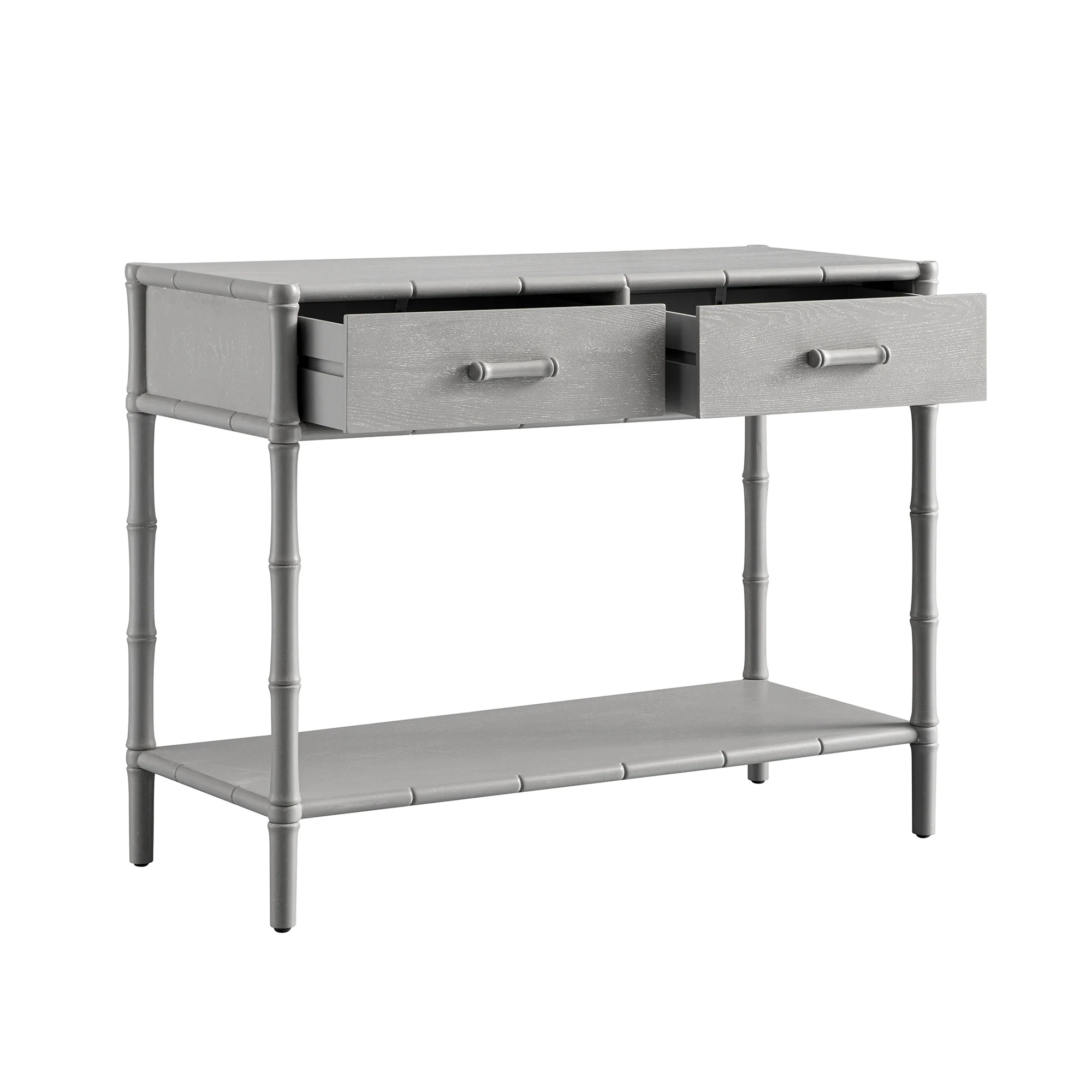Elstowe Faux Bamboo 2-Drawer Console Table, Warm Grey - Image 9