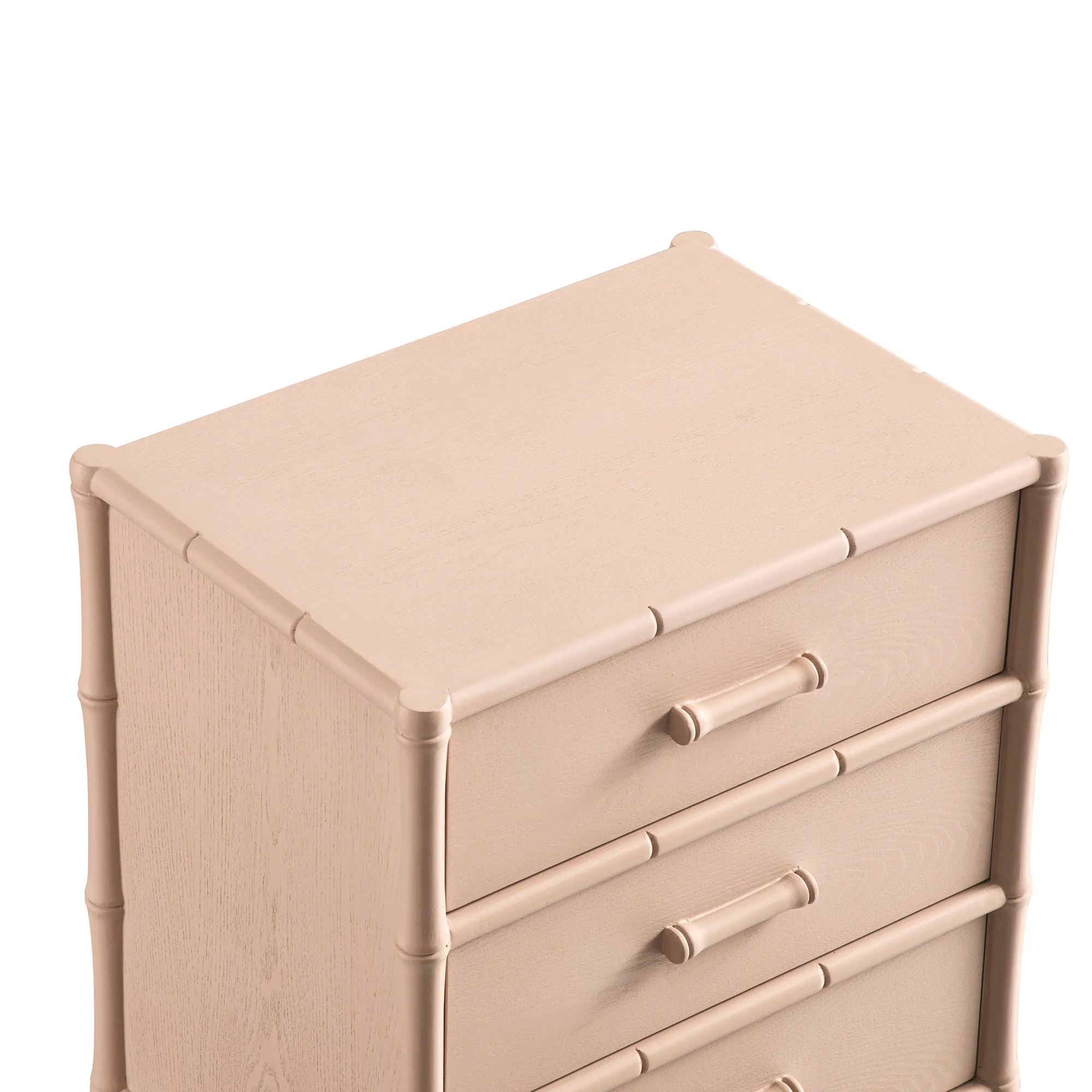 Elstowe Faux Bamboo 3-Drawer Bedside Table, Nude Pink - Image 15