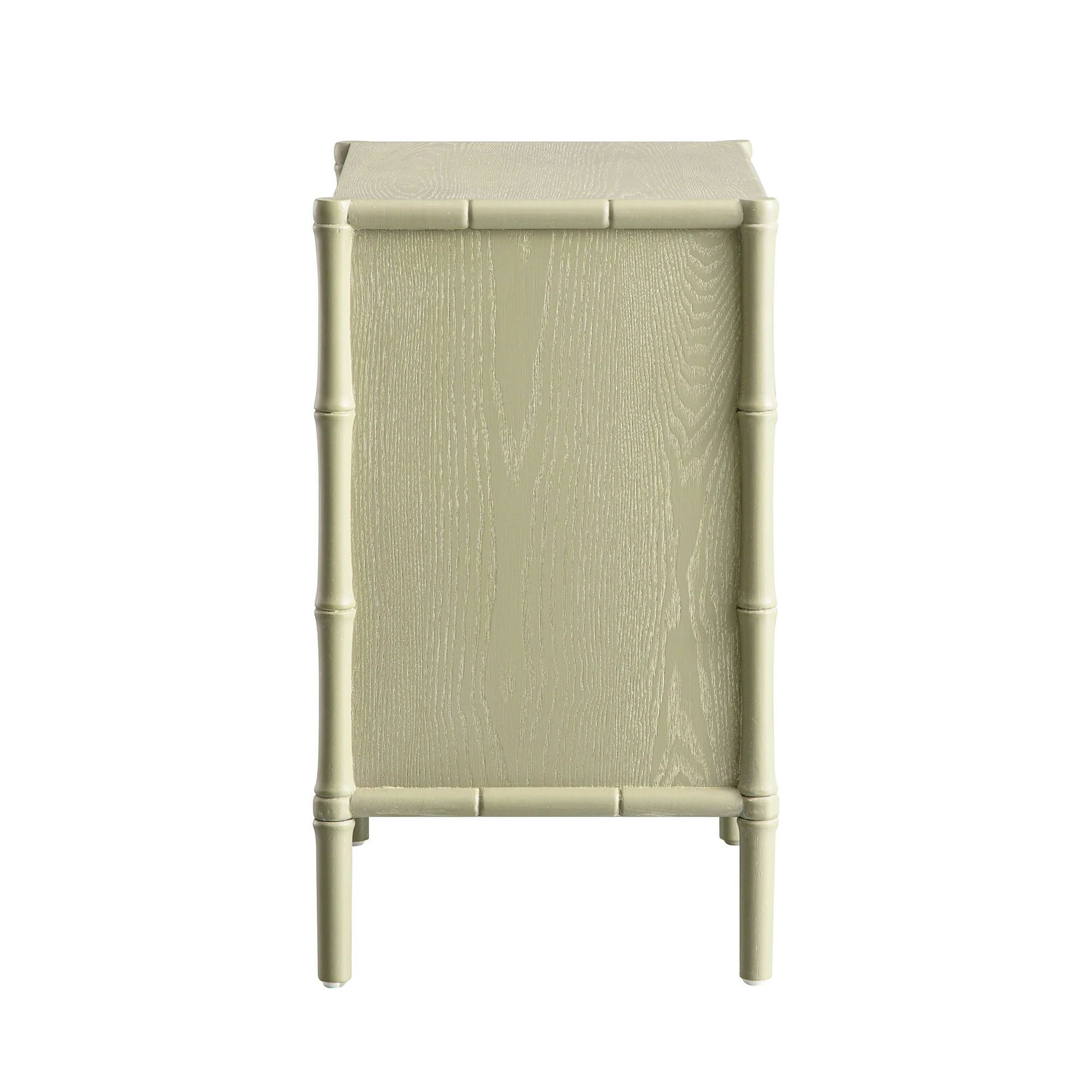 Elstowe Faux Bamboo 3-Drawer Bedside Table, Sage Green - Image 11