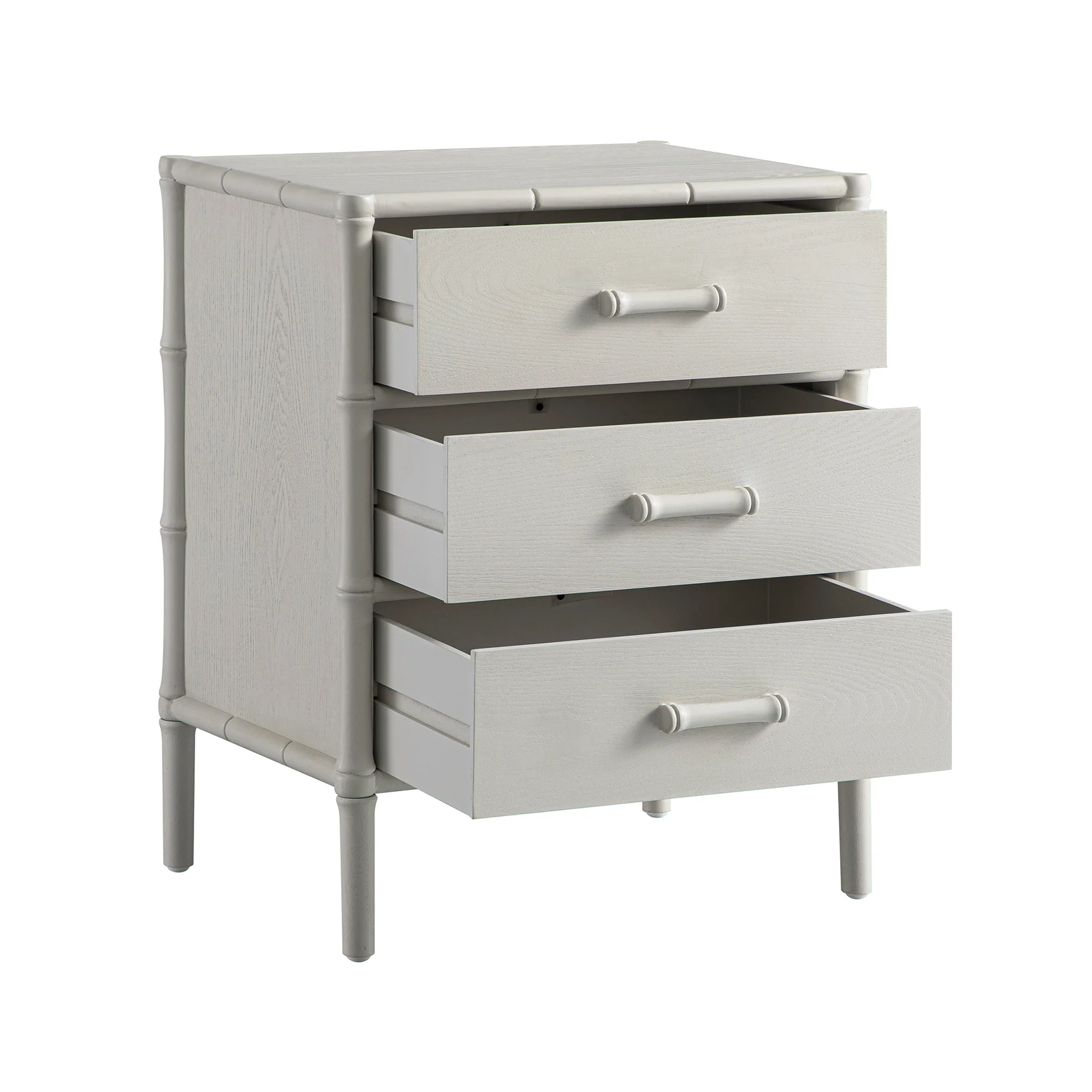 Elstowe Faux Bamboo 3-Drawer Bedside Table, Shaded White - Image 10
