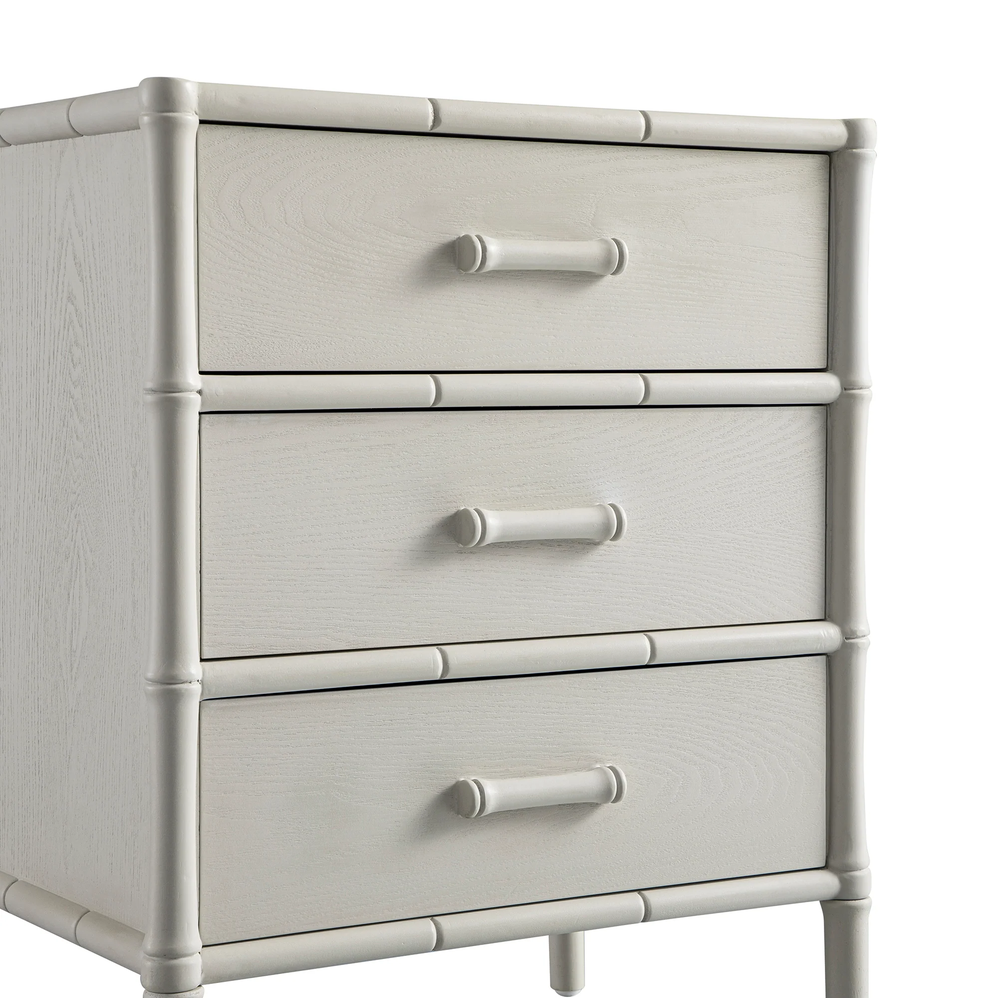 Elstowe Faux Bamboo 3-Drawer Bedside Table, Shaded White - Image 13
