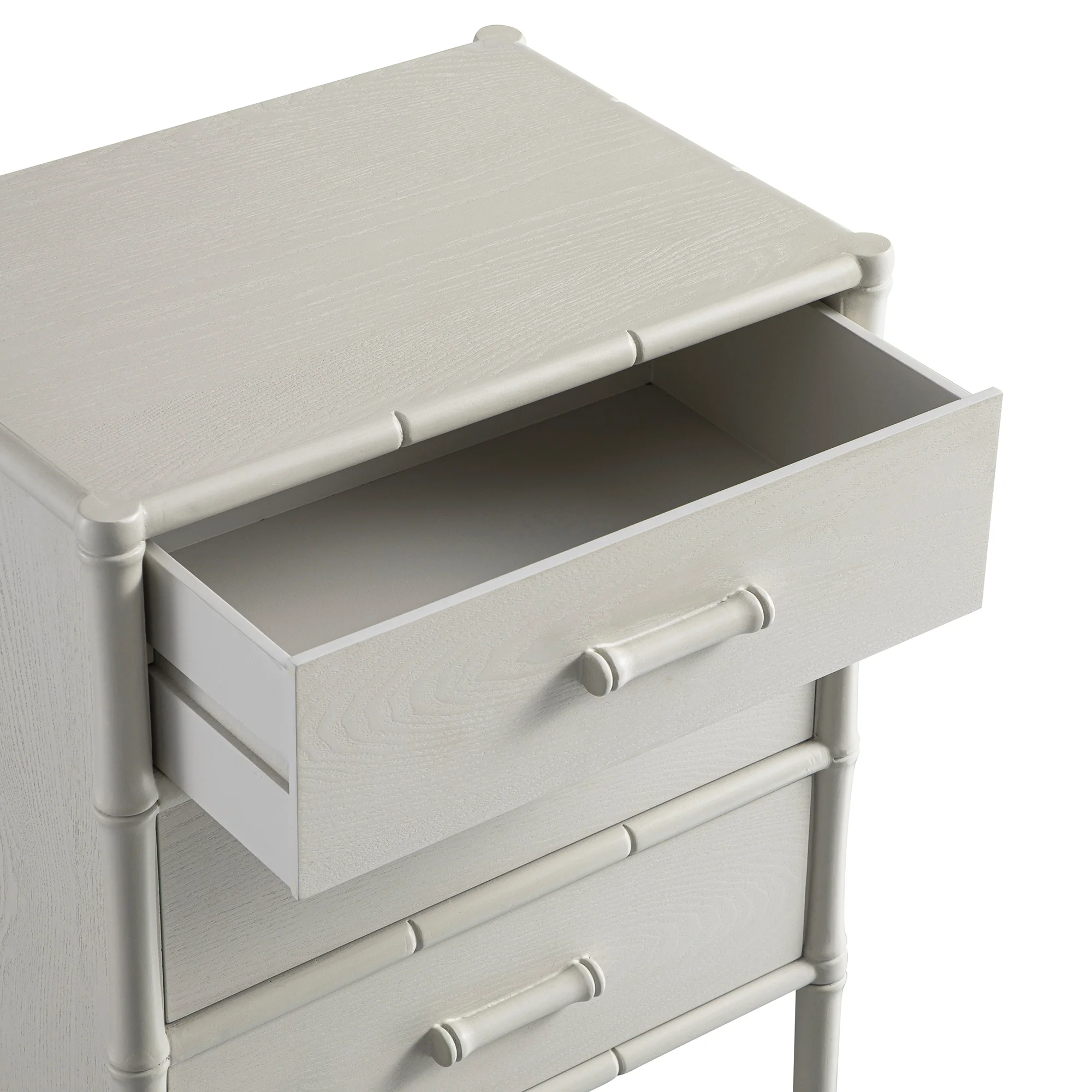 Elstowe Faux Bamboo 3-Drawer Bedside Table, Shaded White - Image 14