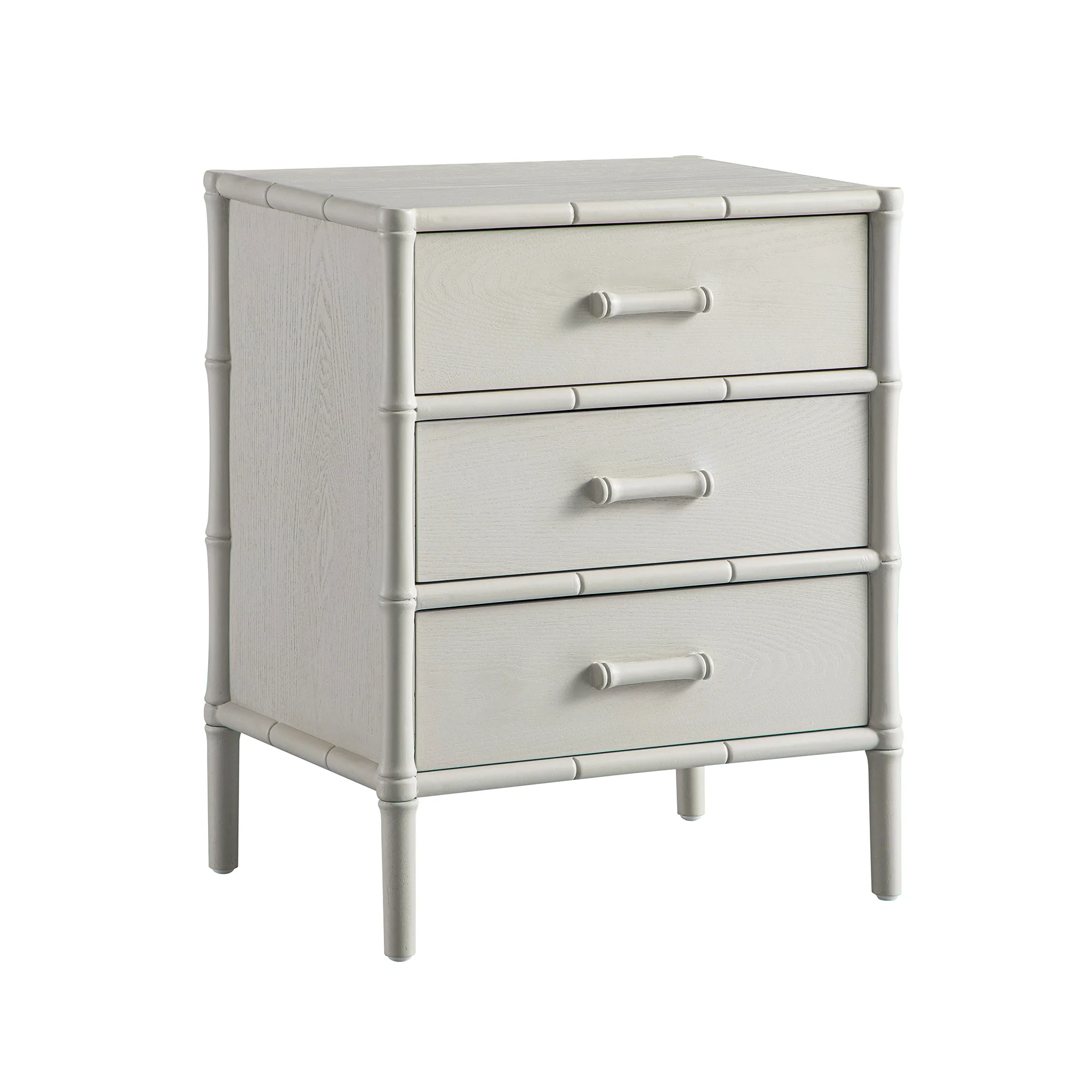 Elstowe Faux Bamboo 3-Drawer Bedside Table, Shaded White - Image 8