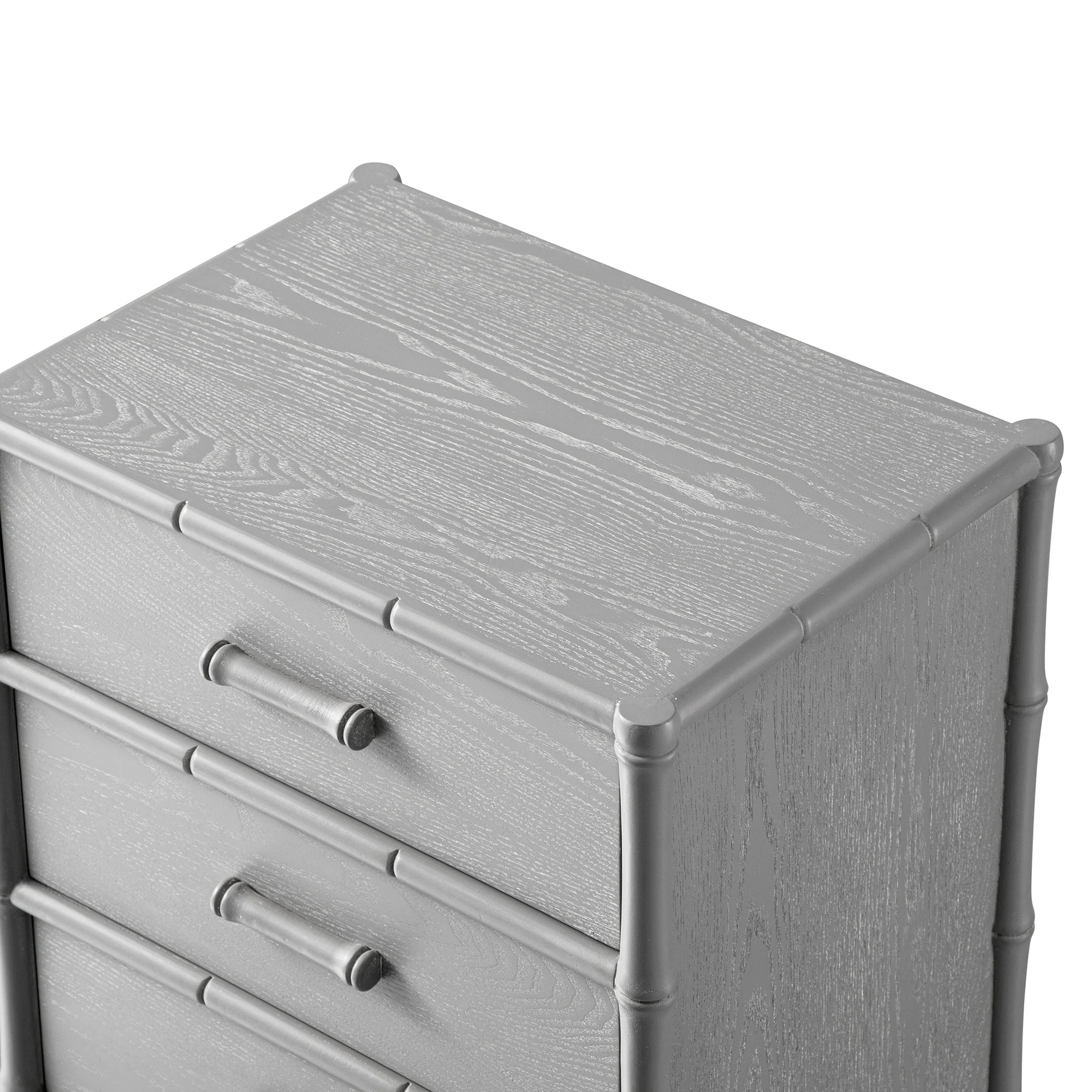 Elstowe Faux Bamboo 3-Drawer Bedside Table, Warm Grey - Image 16