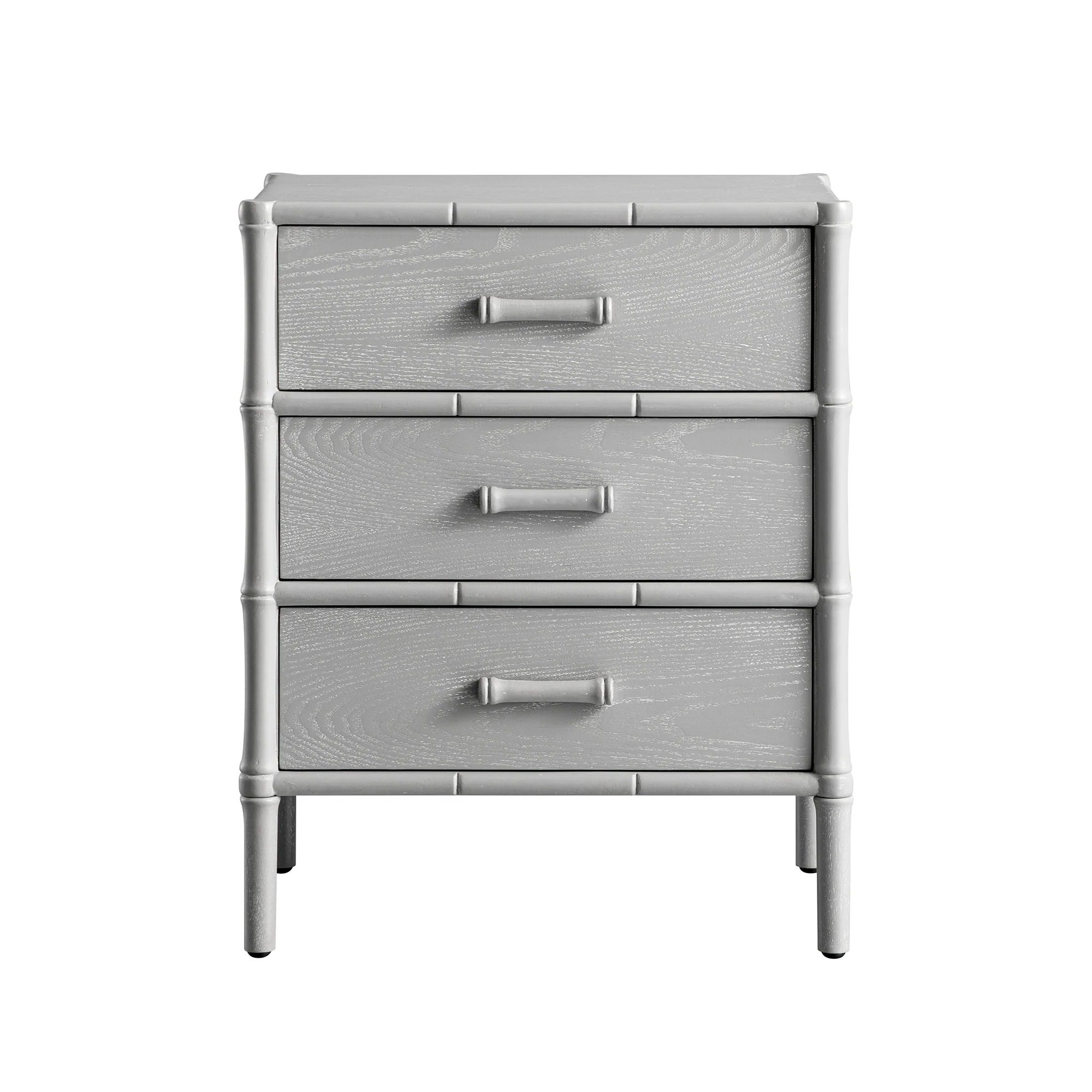 Elstowe Faux Bamboo 3-Drawer Bedside Table, Warm Grey - Image 8
