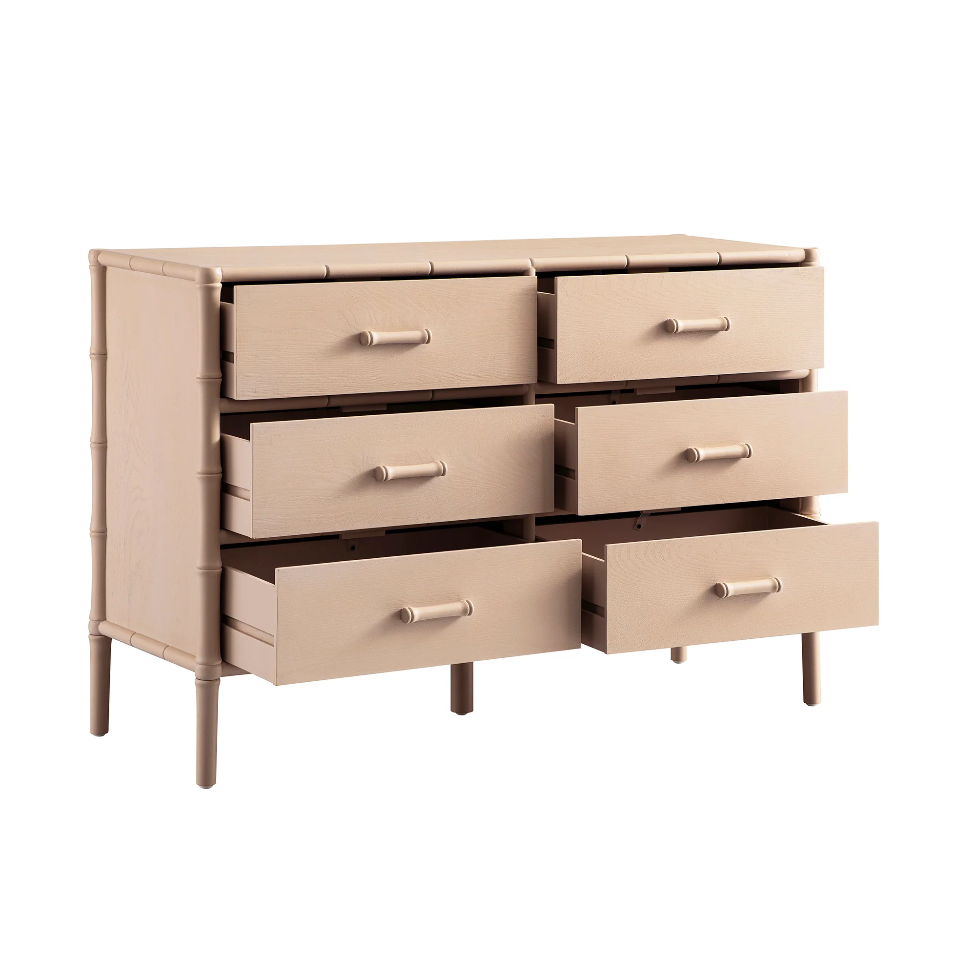 Elstowe Faux Bamboo 6-Drawer Chest, Nude Pink - Image 10