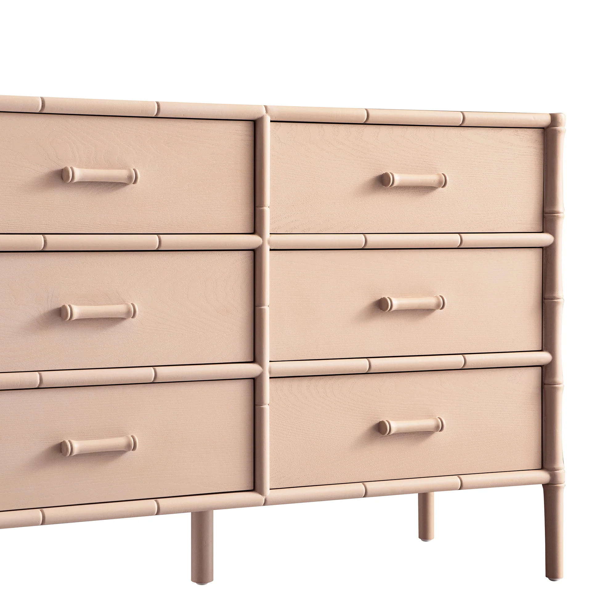 Elstowe Faux Bamboo 6-Drawer Chest, Nude Pink - Image 13