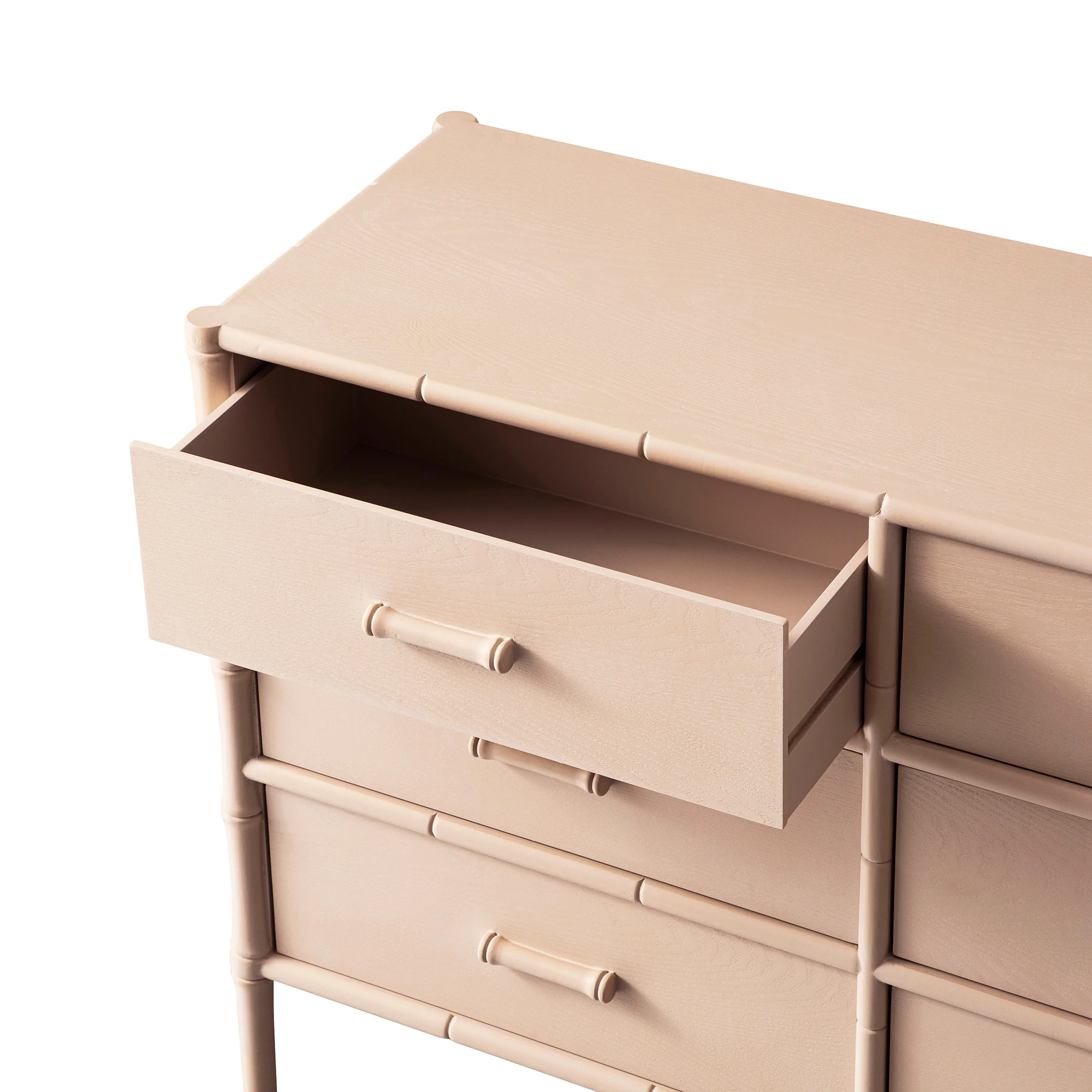 Elstowe Faux Bamboo 6-Drawer Chest, Nude Pink - Image 14