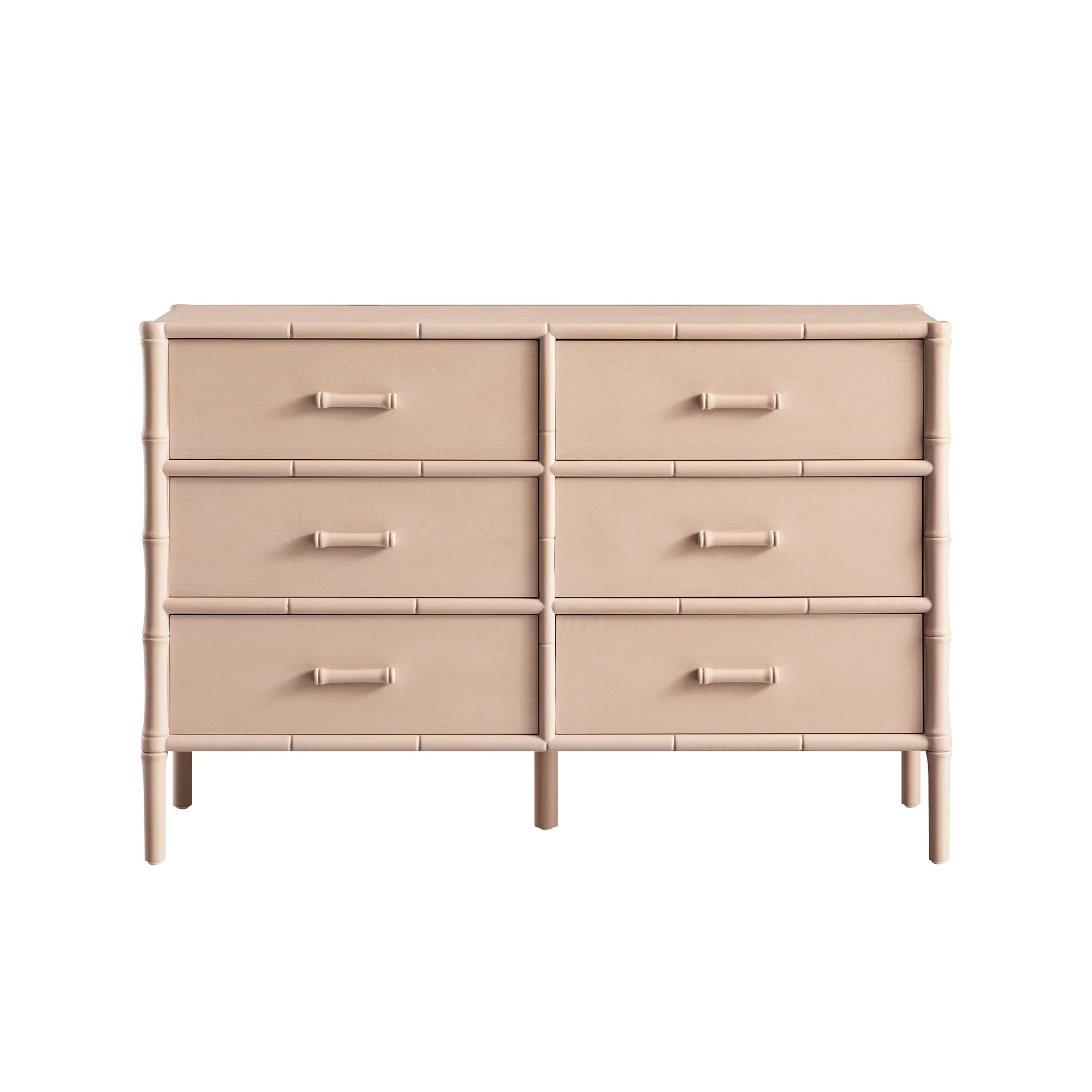 Elstowe Faux Bamboo 6-Drawer Chest, Nude Pink - Image 7