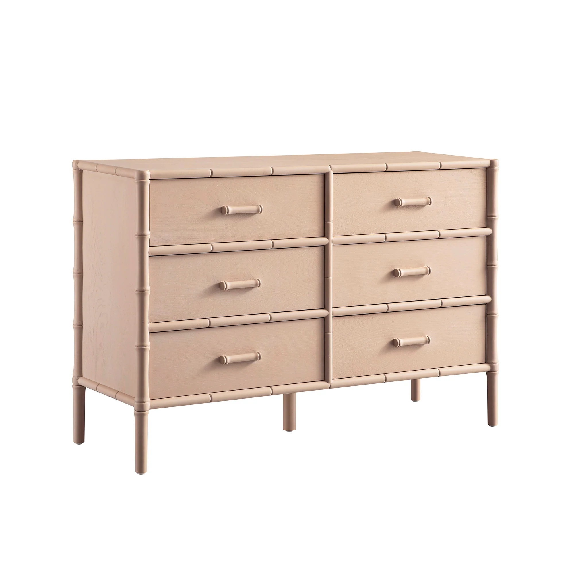 Elstowe Faux Bamboo 6-Drawer Chest, Nude Pink - Image 8
