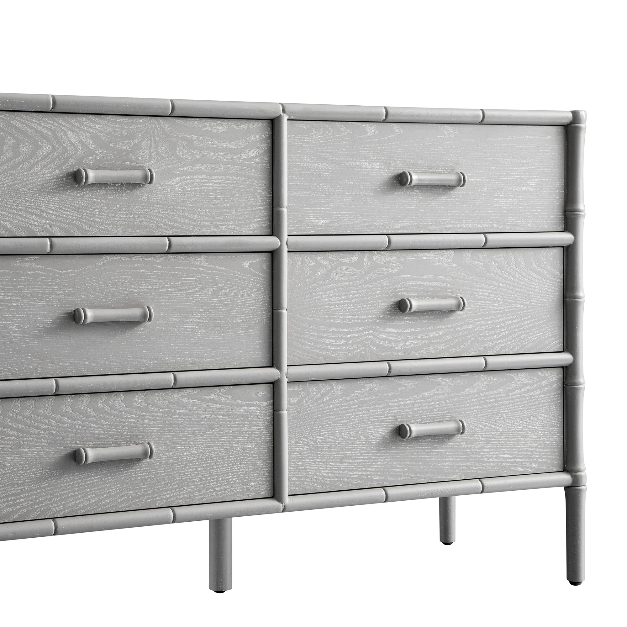 Elstowe Faux Bamboo 6-Drawer Chest, Warm Grey - Image 7