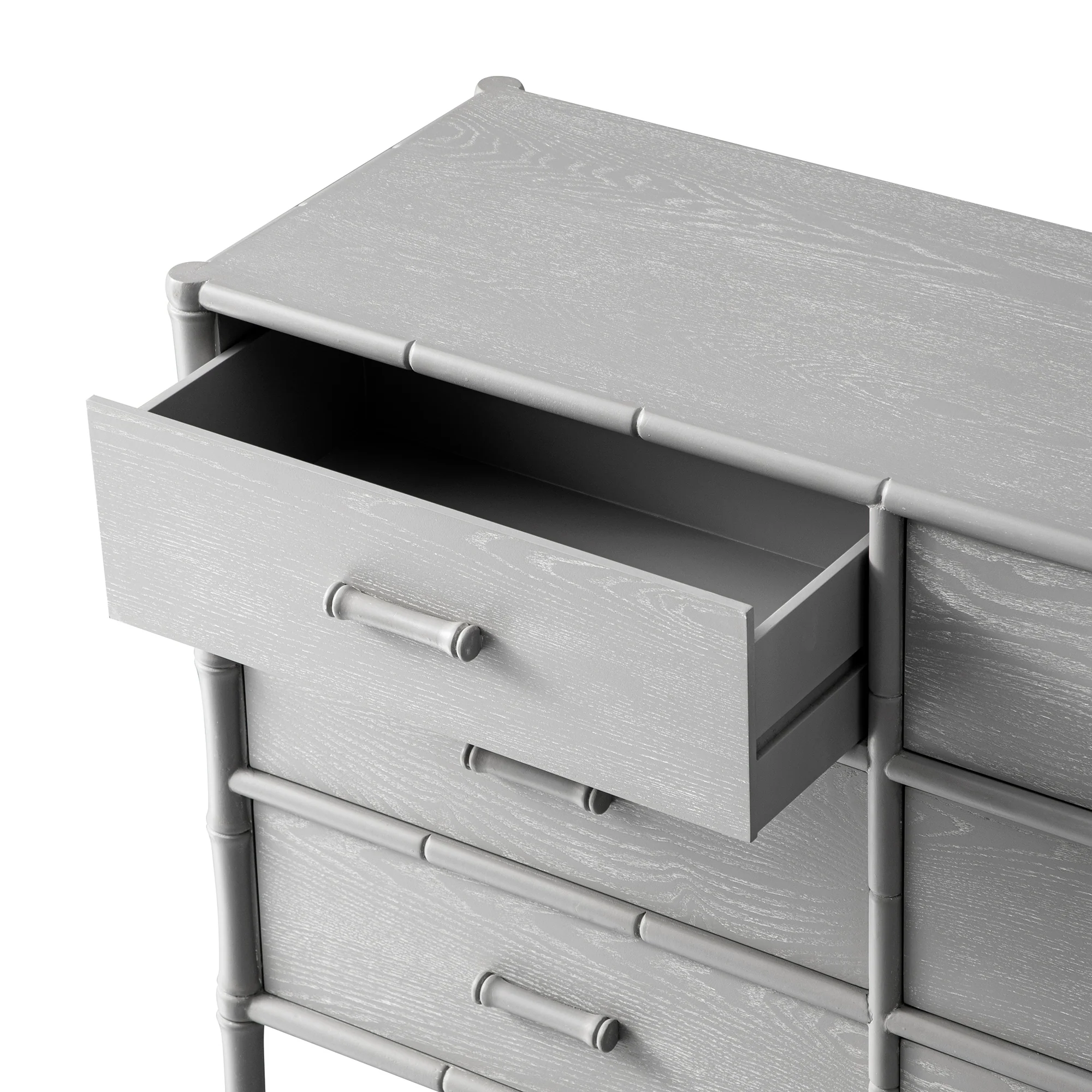 Elstowe Faux Bamboo 6-Drawer Chest, Warm Grey - Image 8