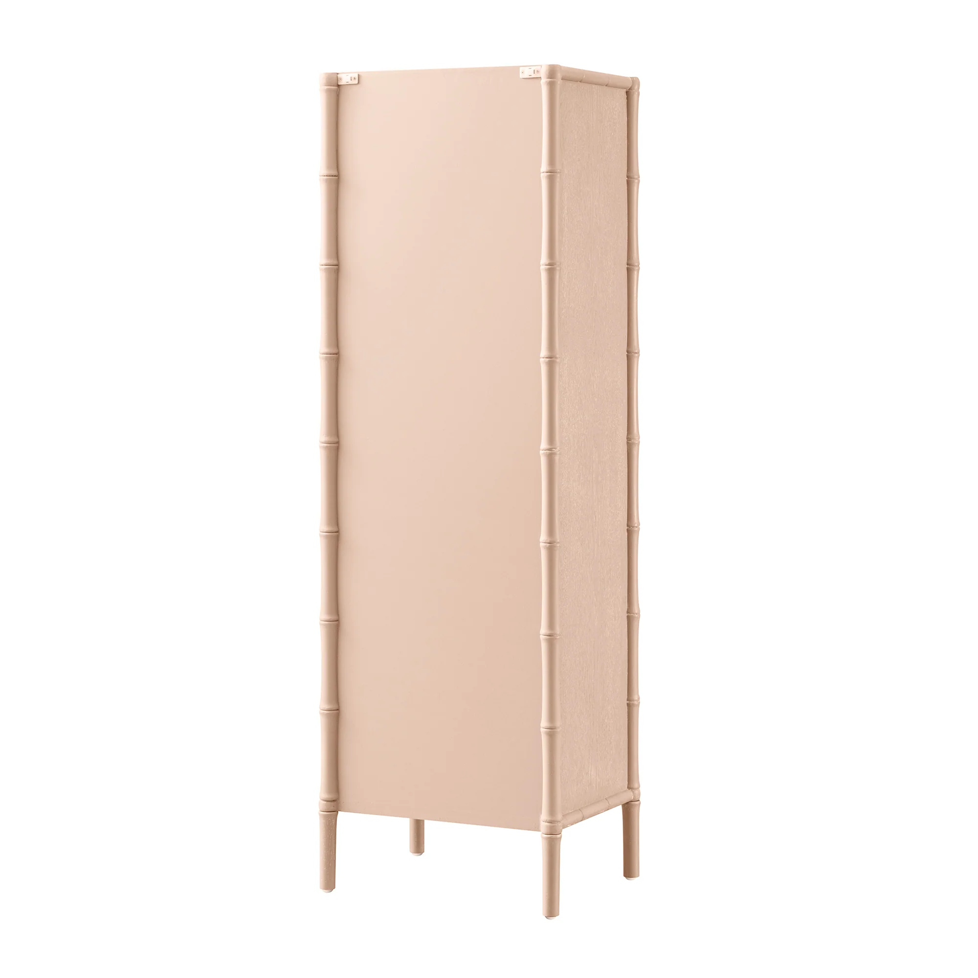 Elstowe Faux Bamboo and Fluted Glass 1-Door Cabinet, Nude Pink - Image 14