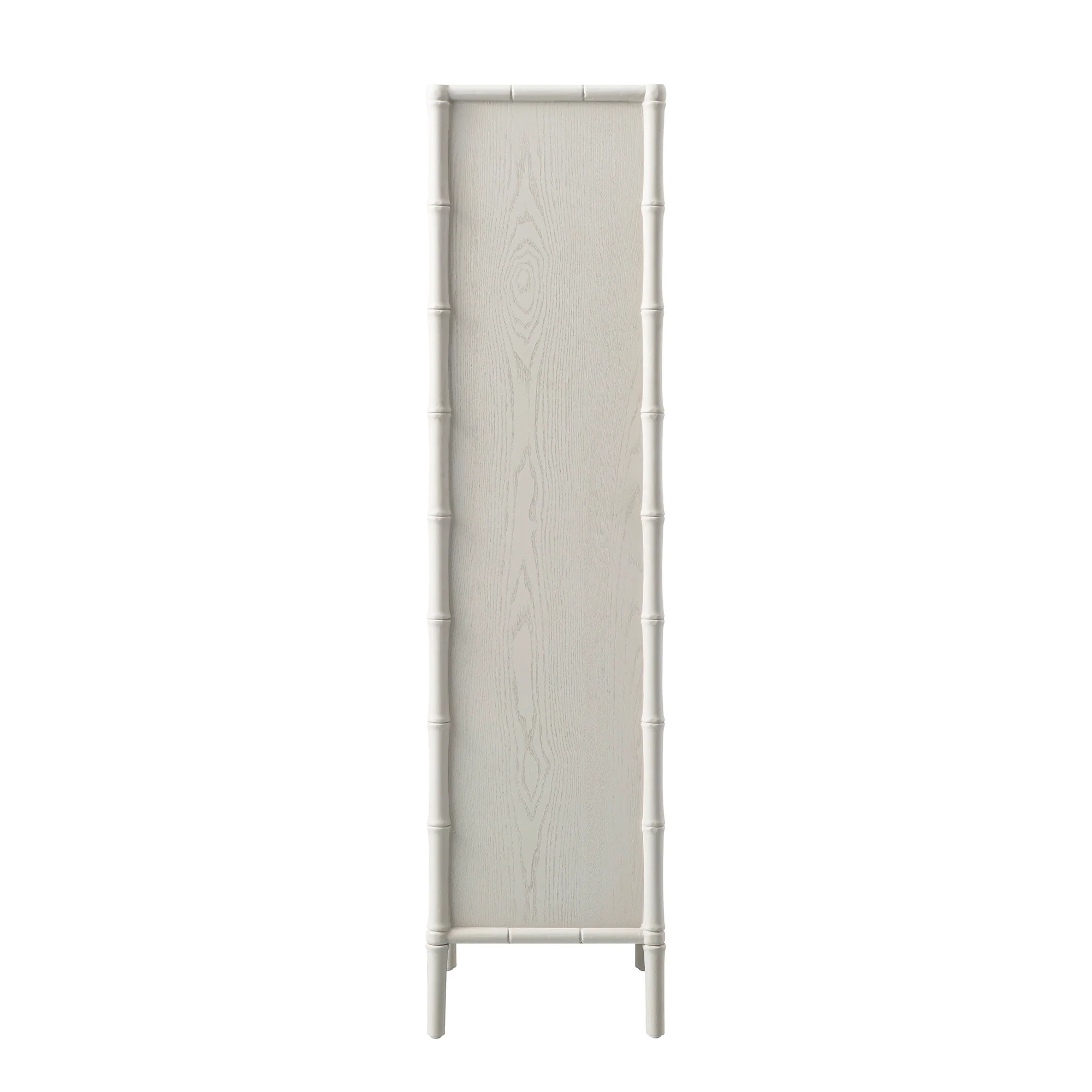 Elstowe Faux Bamboo and Fluted Glass 1-Door Cabinet, Shaded White - Image 14