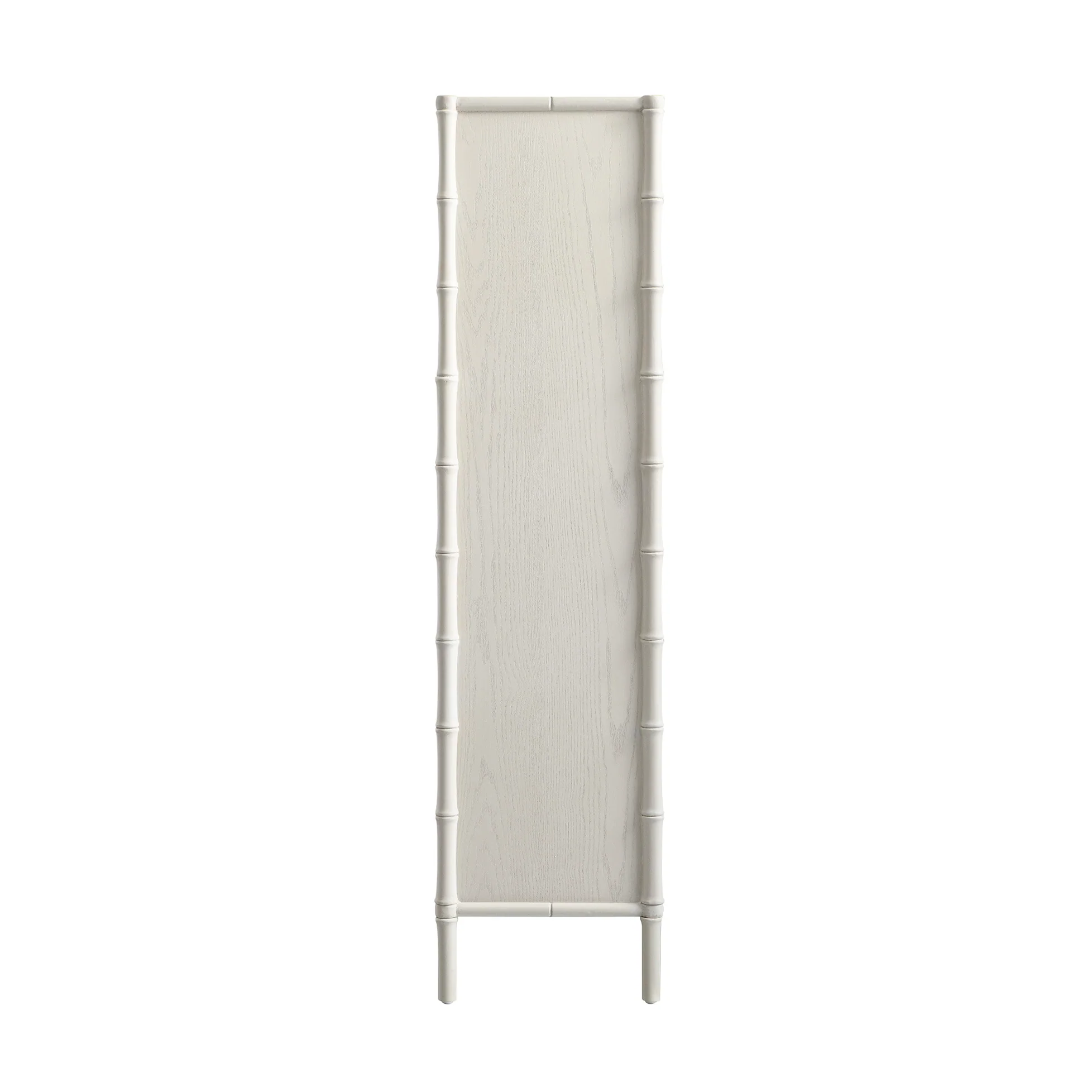 Elstowe Faux Bamboo and Fluted Glass 2-Door Cabinet, Shaded White - Image 14