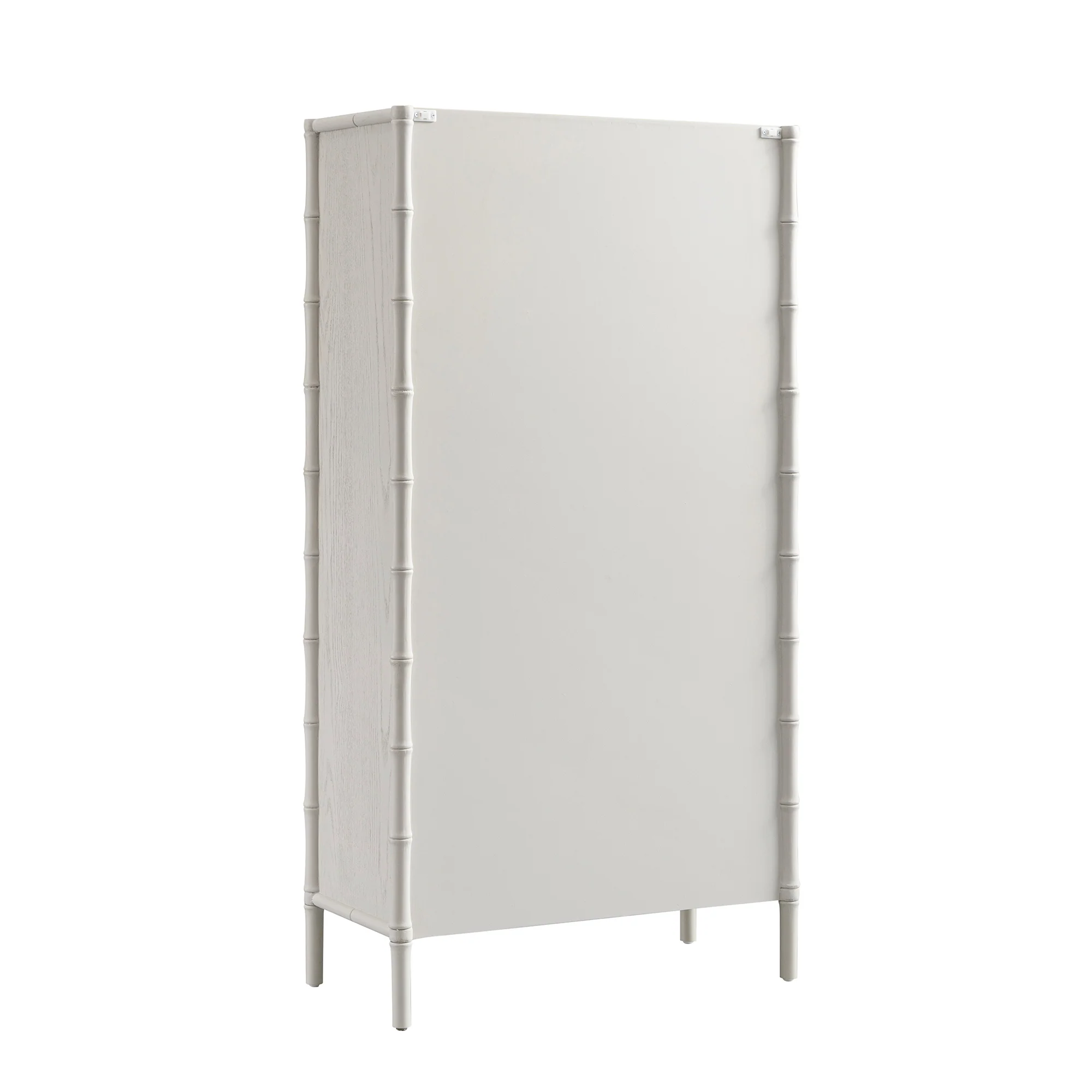 Elstowe Faux Bamboo and Fluted Glass 2-Door Cabinet, Shaded White - Image 15