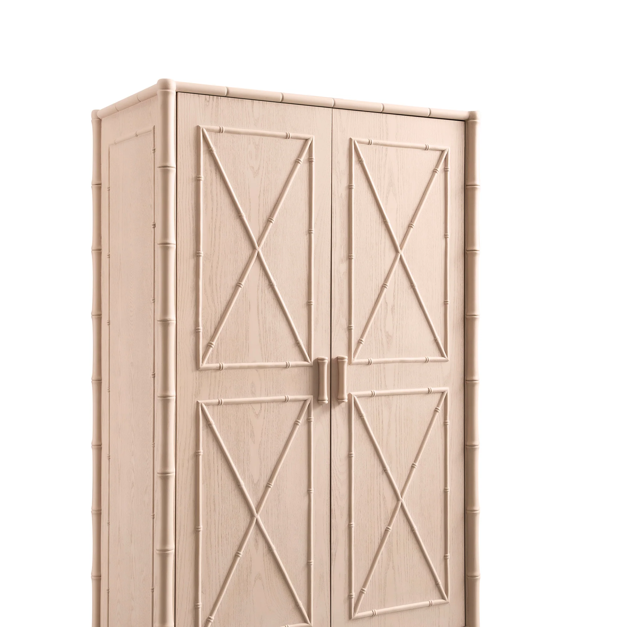 Elstowe Faux Bamboo Double Wardrobe, Nude Pink - Image 15