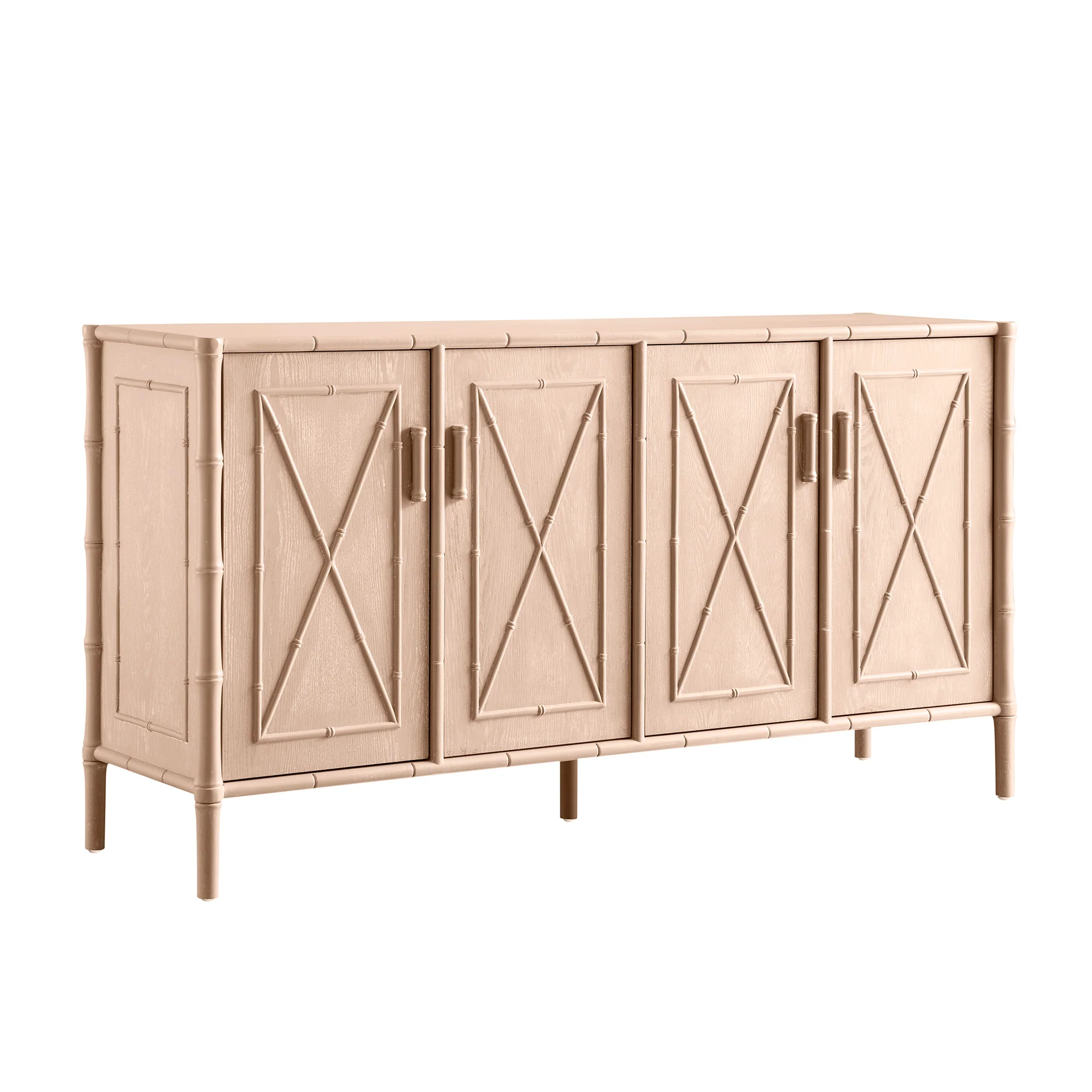 Elstowe Faux Bamboo Large Sideboard, Nude Pink - Image 2