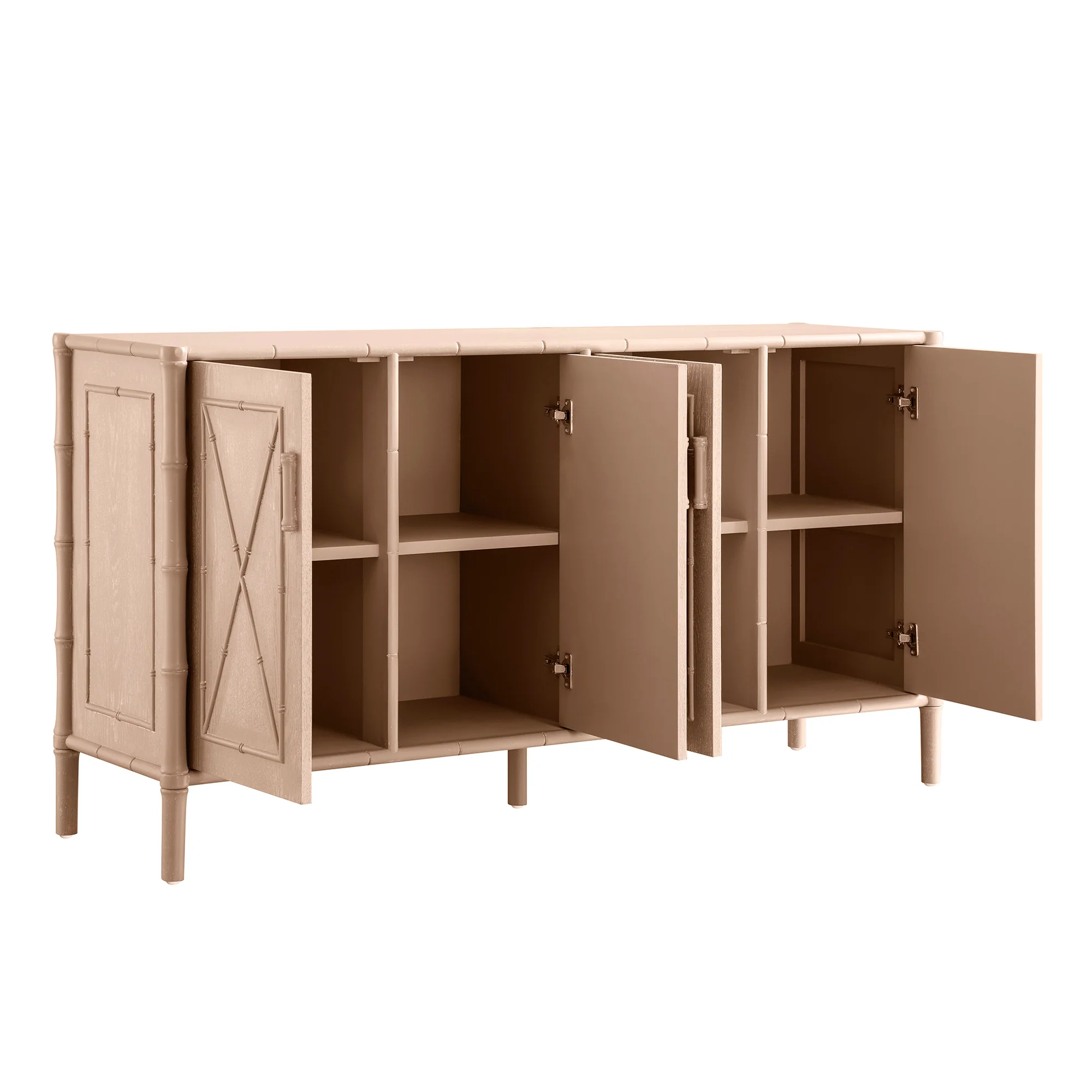 Elstowe Faux Bamboo Large Sideboard, Nude Pink - Image 4