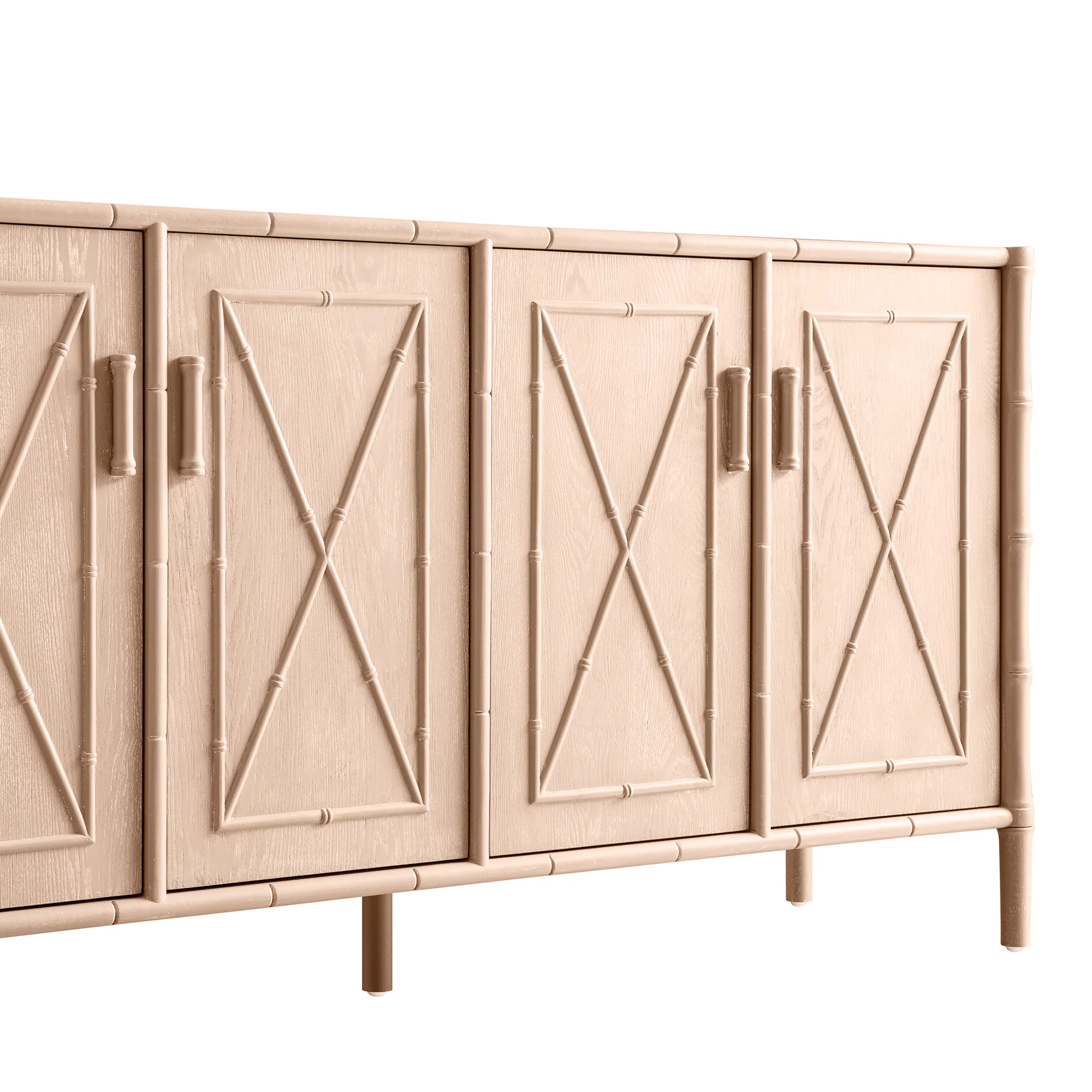 Elstowe Faux Bamboo Large Sideboard, Nude Pink - Image 8