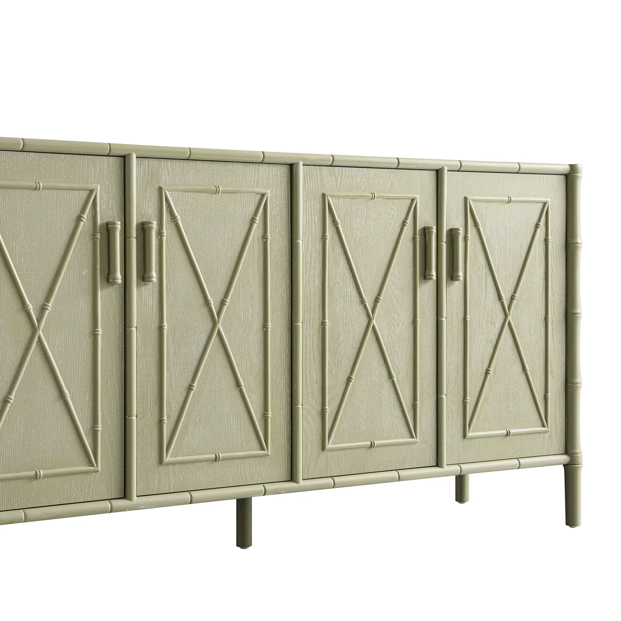 Elstowe Faux Bamboo Large Sideboard, Sage Green - Image 15