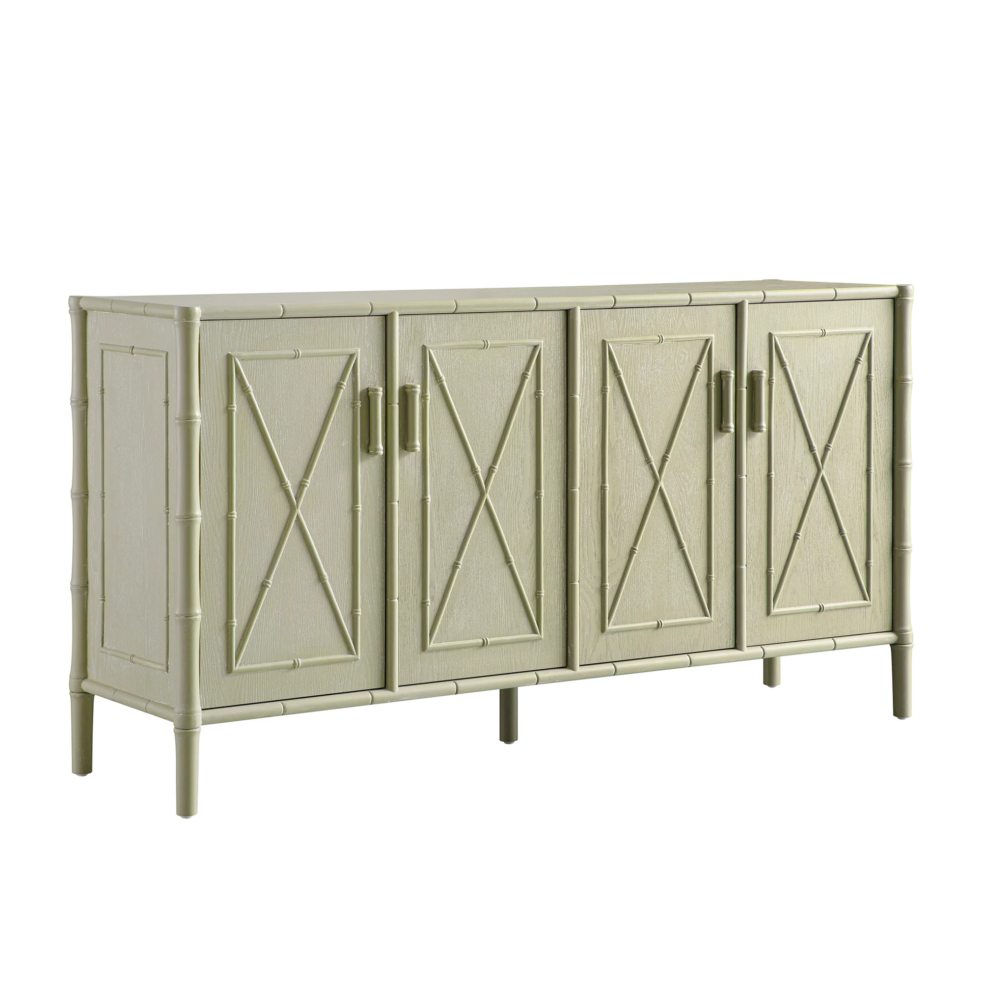 Elstowe Faux Bamboo Large Sideboard, Sage Green - Image 9