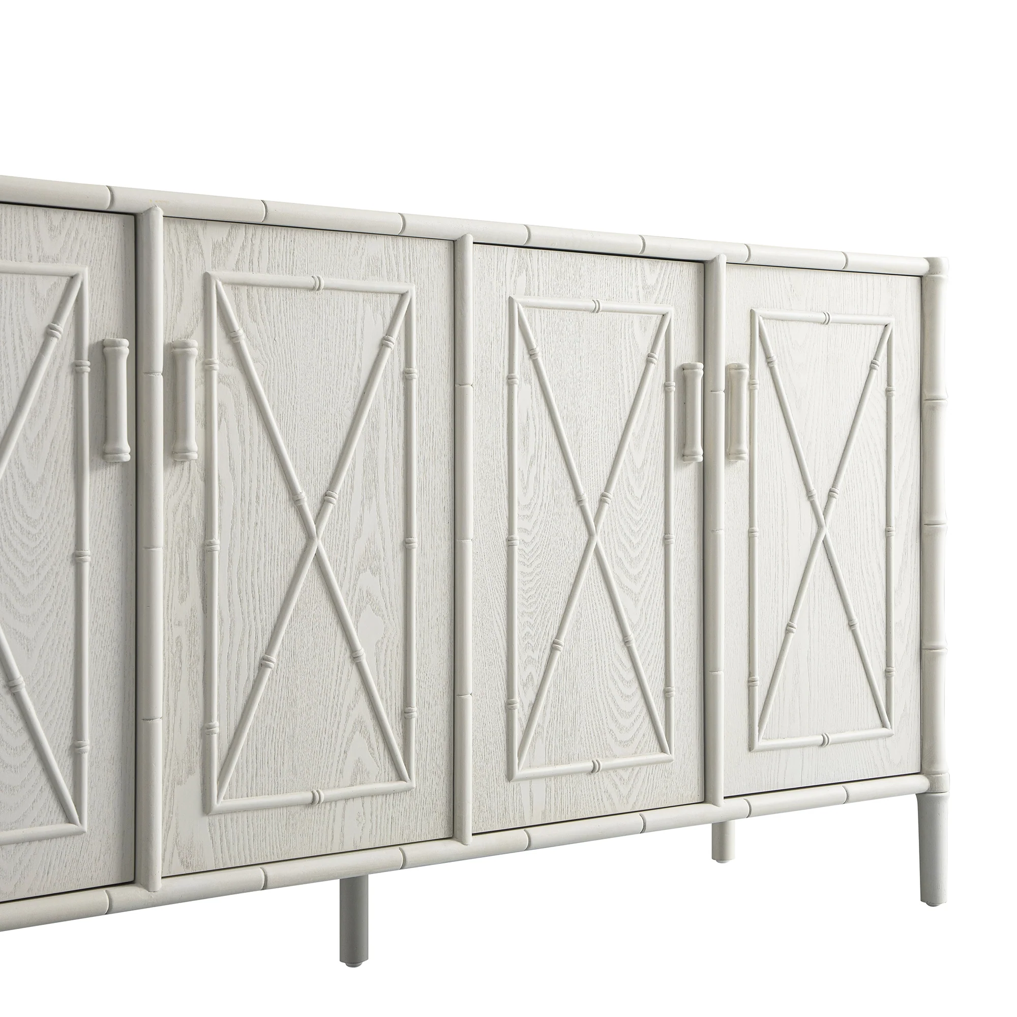Elstowe Faux Bamboo Large Sideboard, Shaded White - Image 15