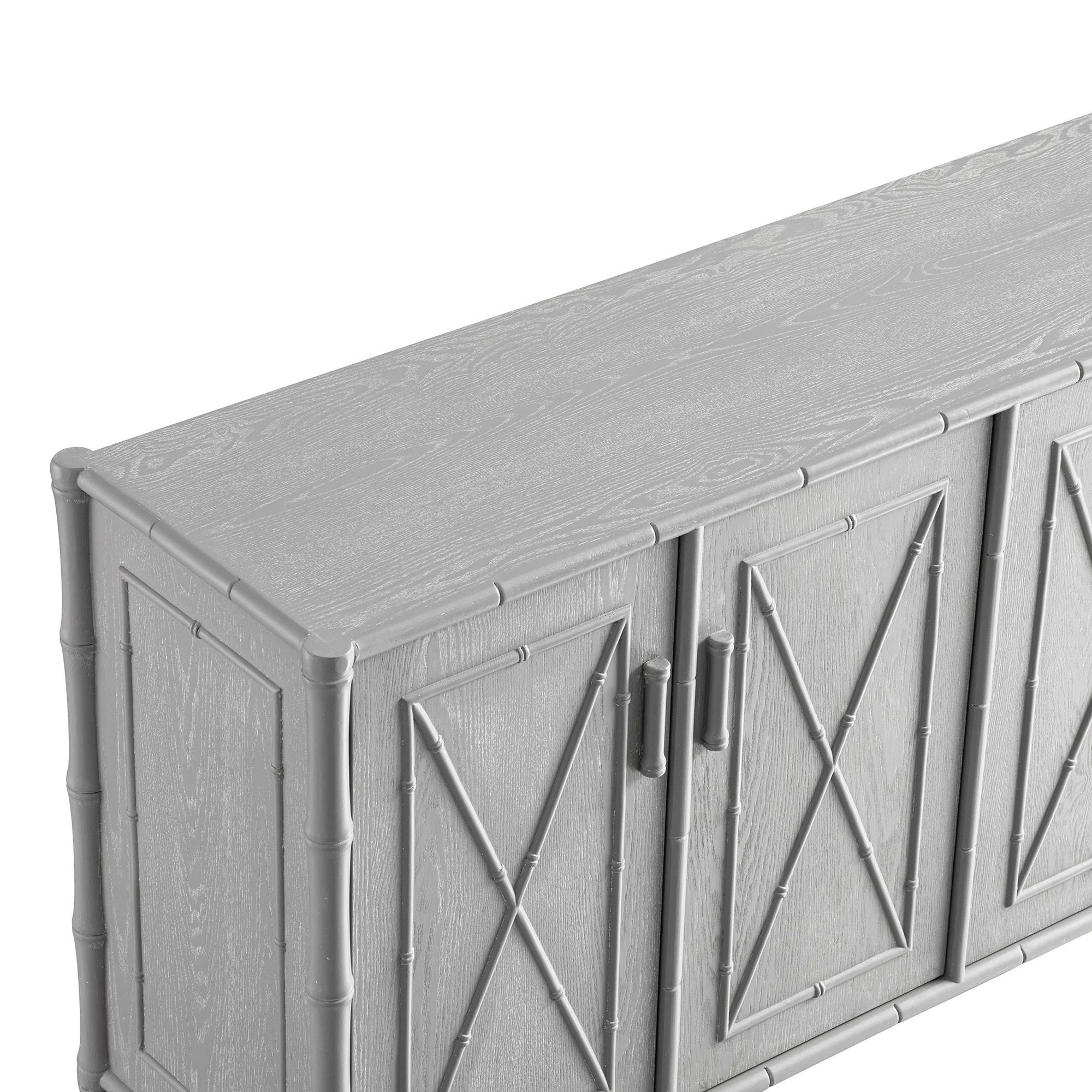 Elstowe Faux Bamboo Large Sideboard, Warm Grey - Image 16