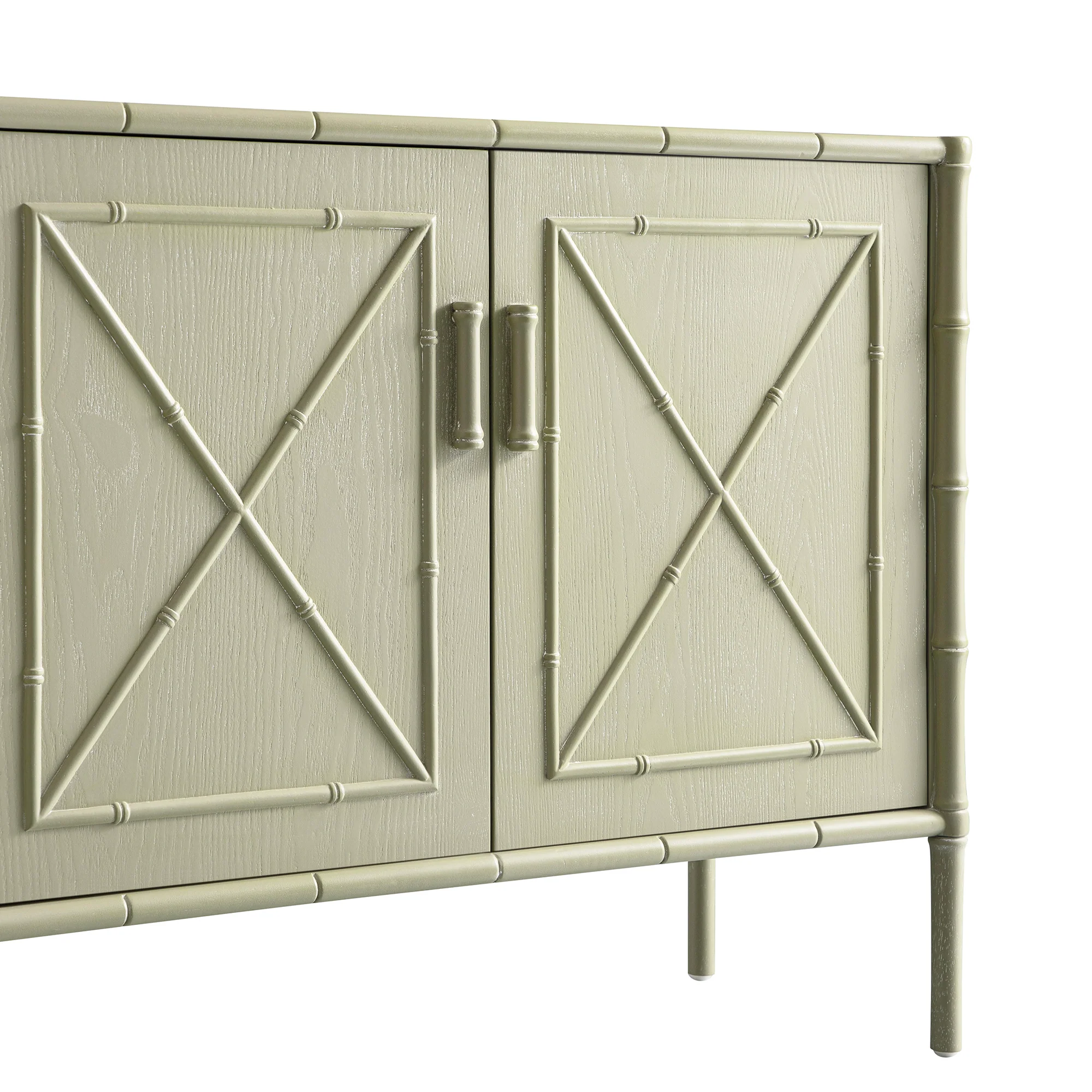 Elstowe Faux Bamboo Small Sideboard, Sage Green - Image 16