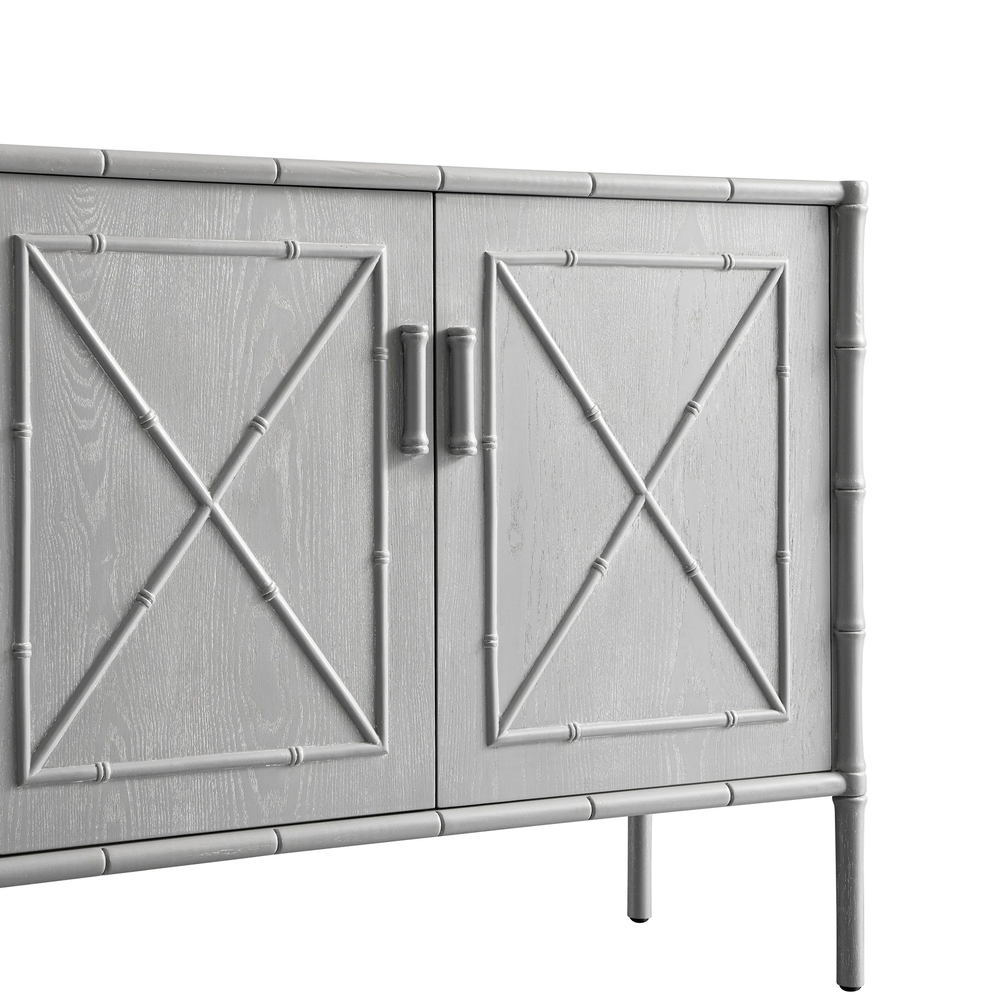 Elstowe Faux Bamboo Small Sideboard, Warm Grey - Image 14