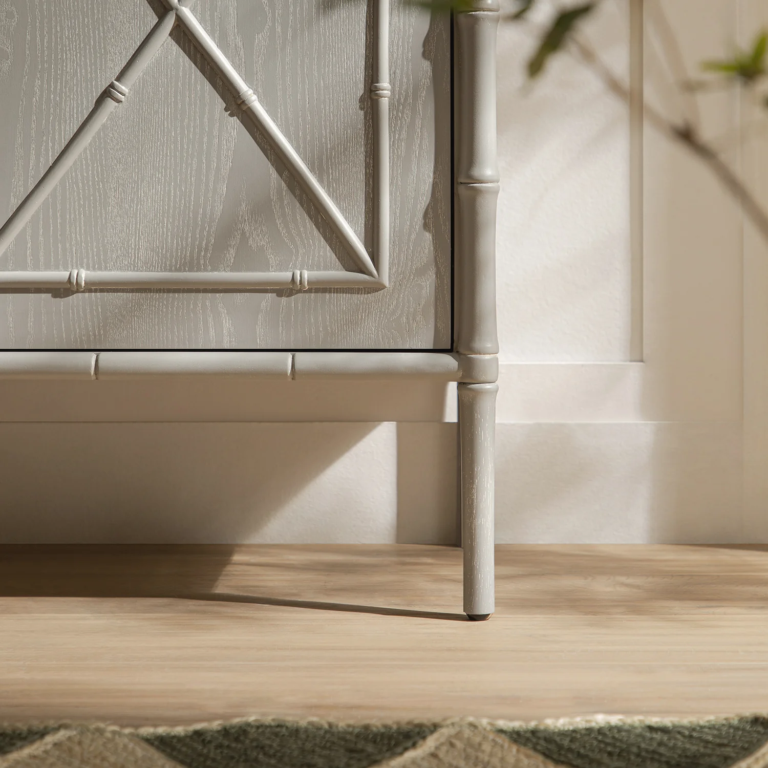 Elstowe Faux Bamboo Small Sideboard, Warm Grey - Image 16