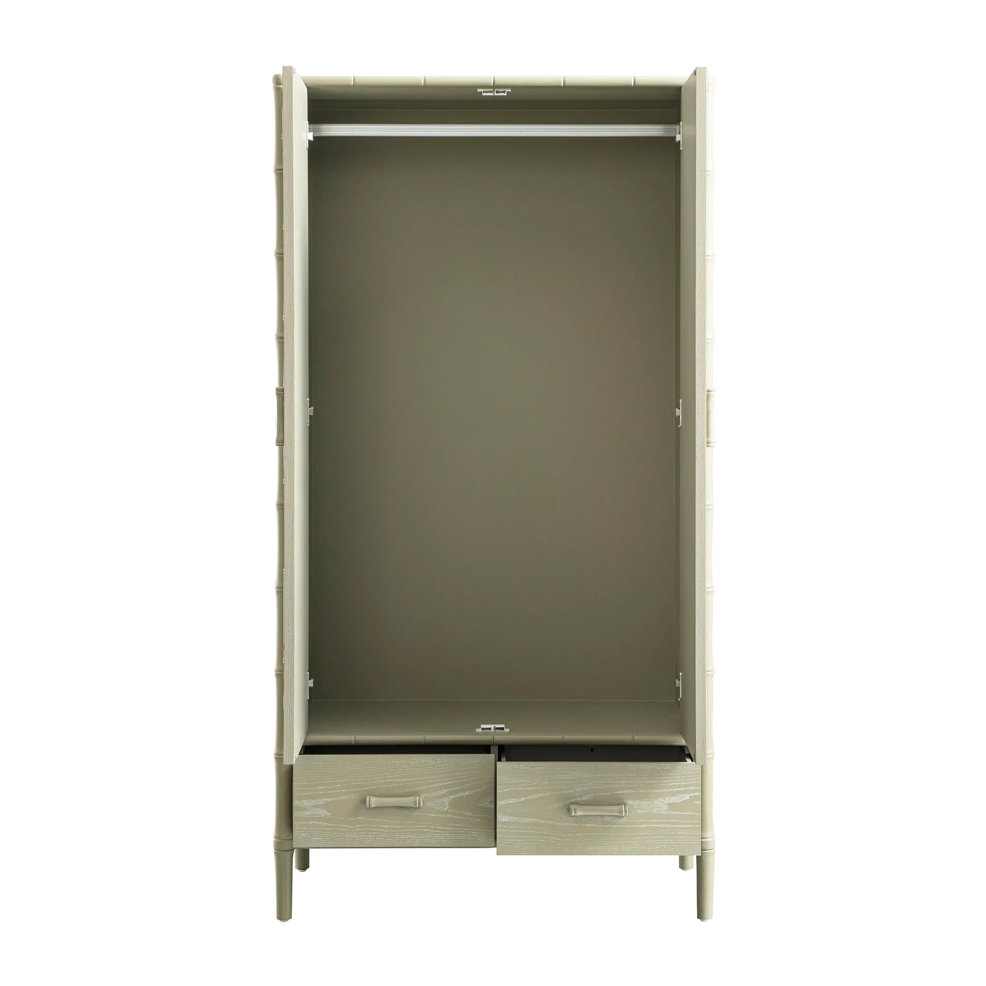 Elstowe Faux Bamboo Double Wardrobe, Sage Green - Image 13