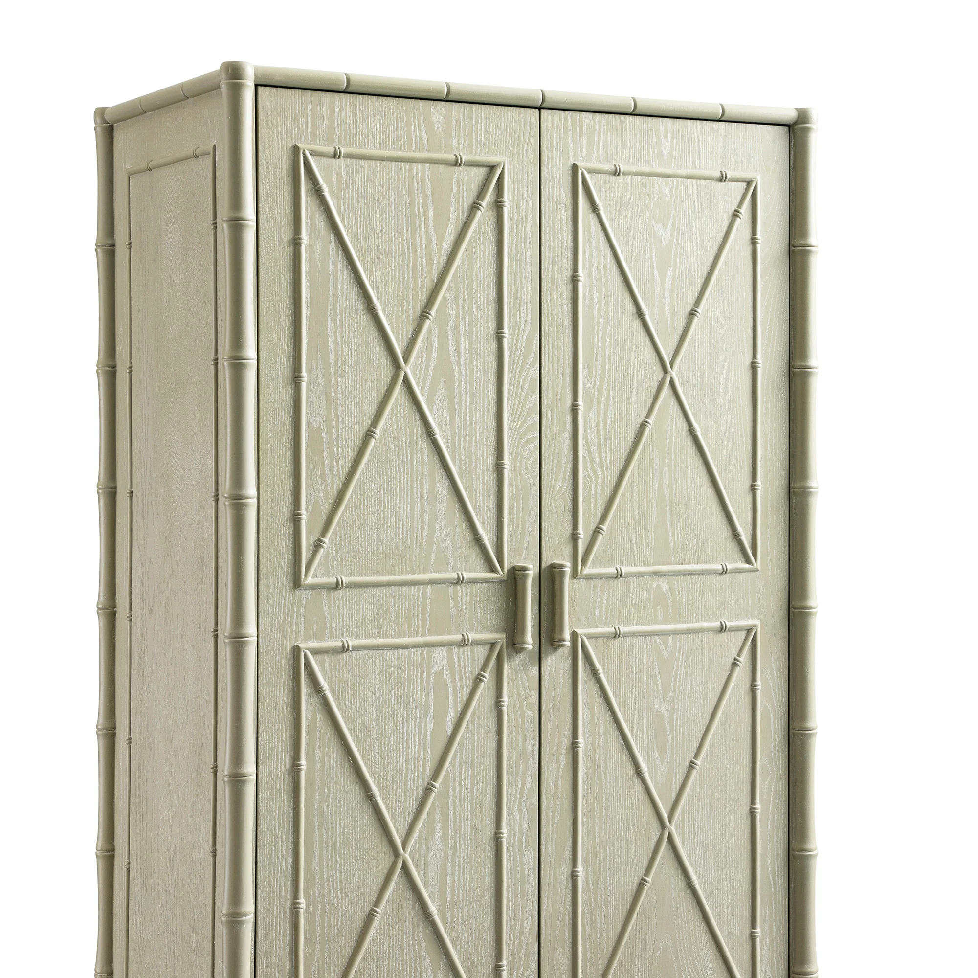 Elstowe Faux Bamboo Double Wardrobe, Sage Green - Image 16