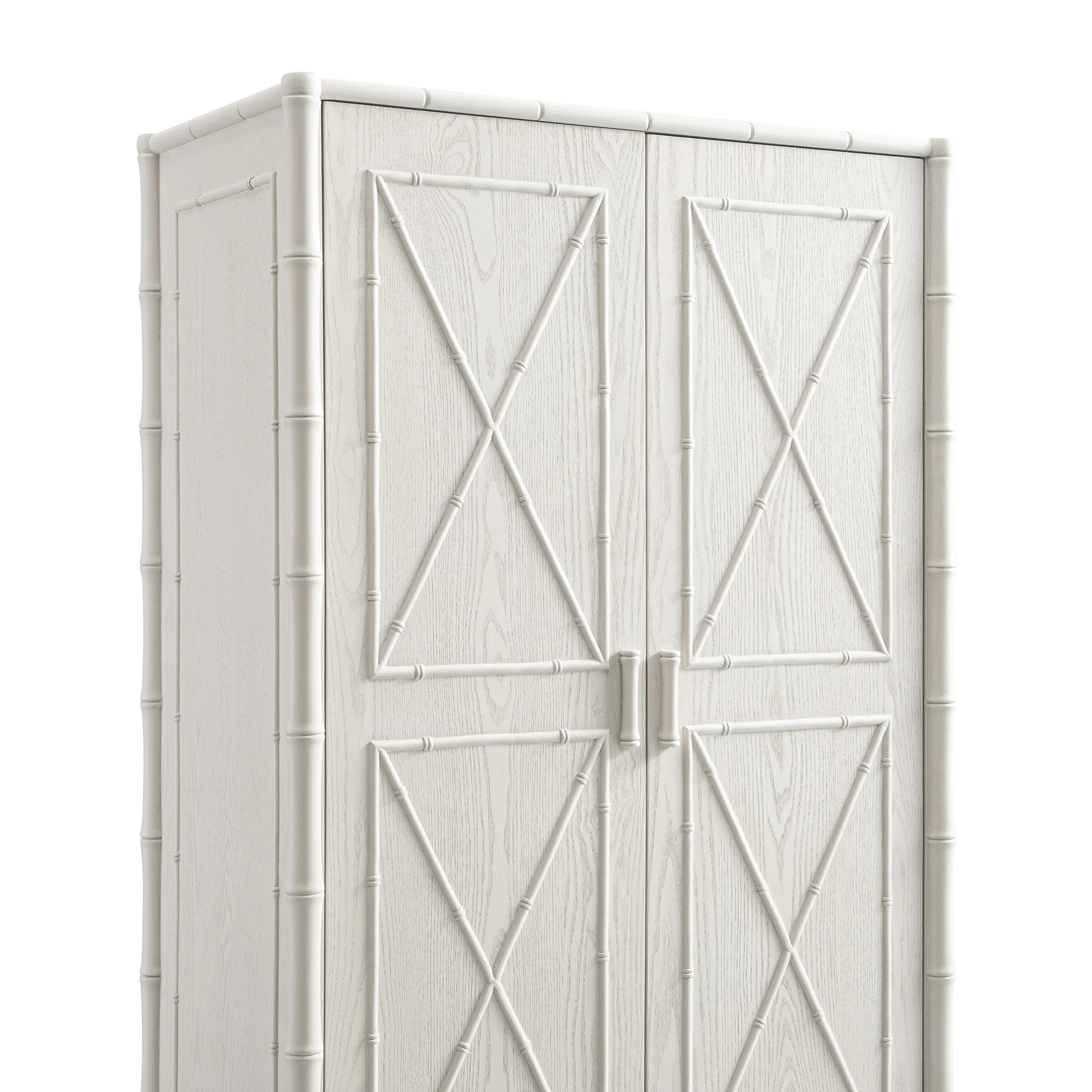 Elstowe Faux Bamboo Double Wardrobe, Shaded White - Image 15